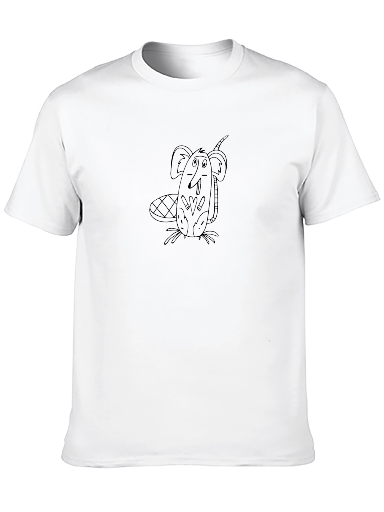 Black Beaver Cartoon T-Shirt