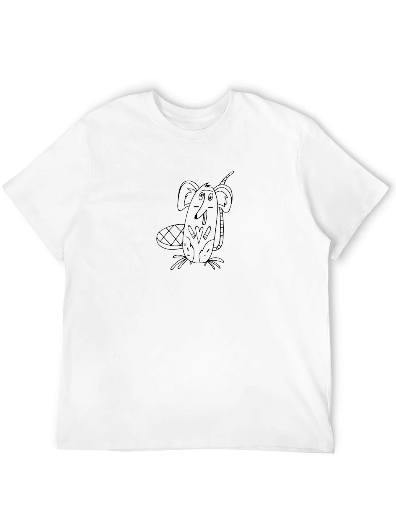 Black Beaver Cartoon T-Shirt