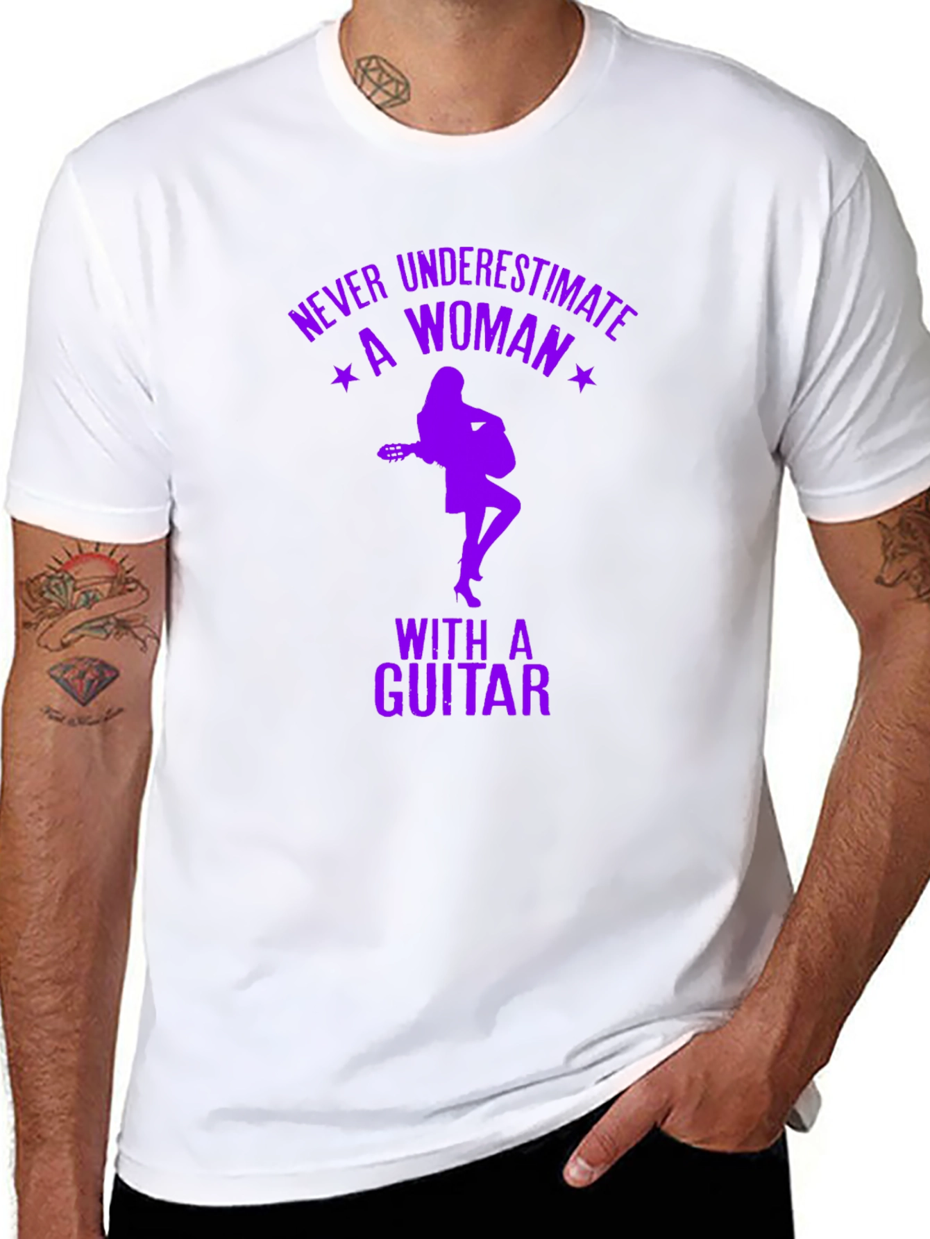 Never Underestimate a Woman with a Guitar T-Shirt