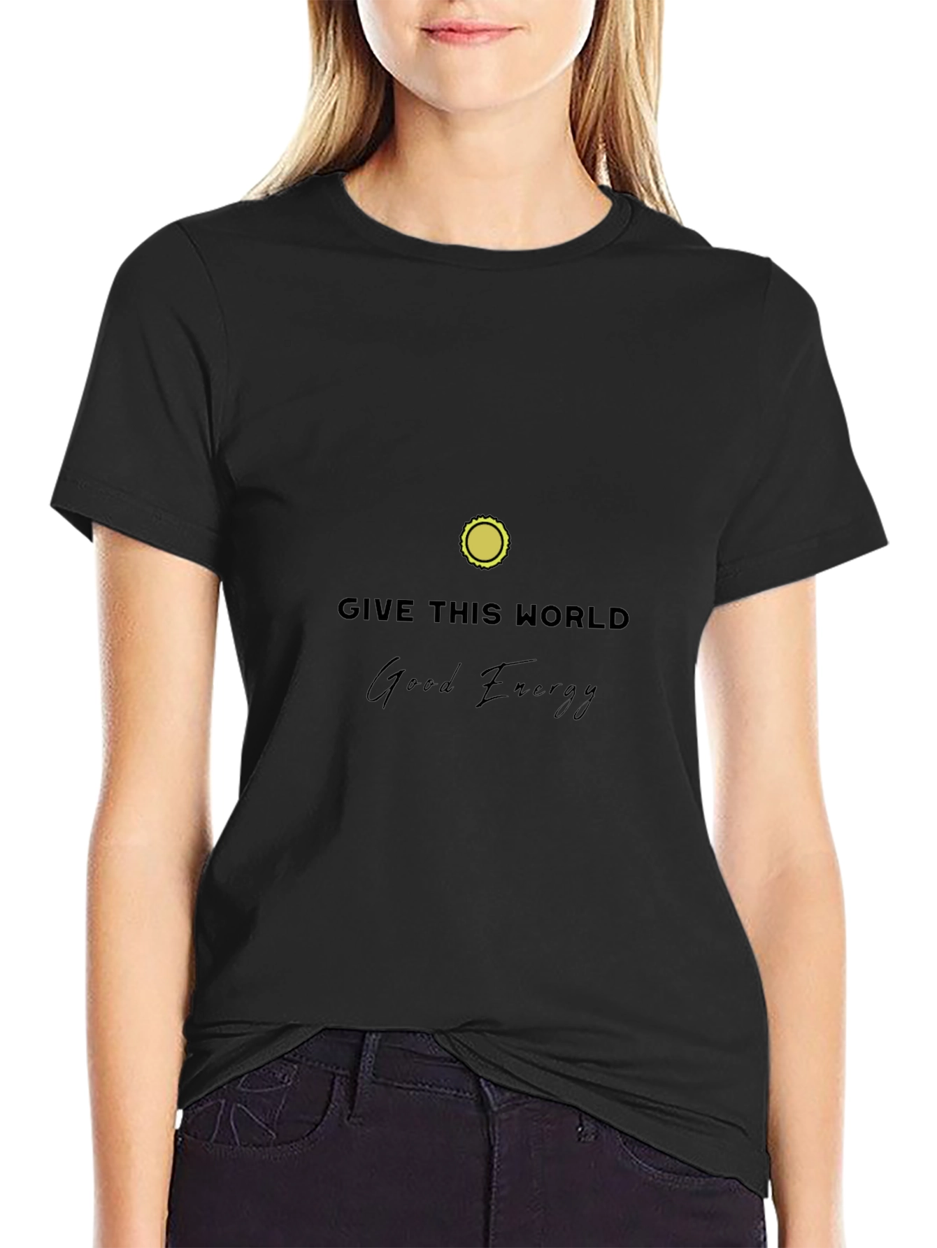 Good Energy Graphic Tee - Black Cotton T-Shirt