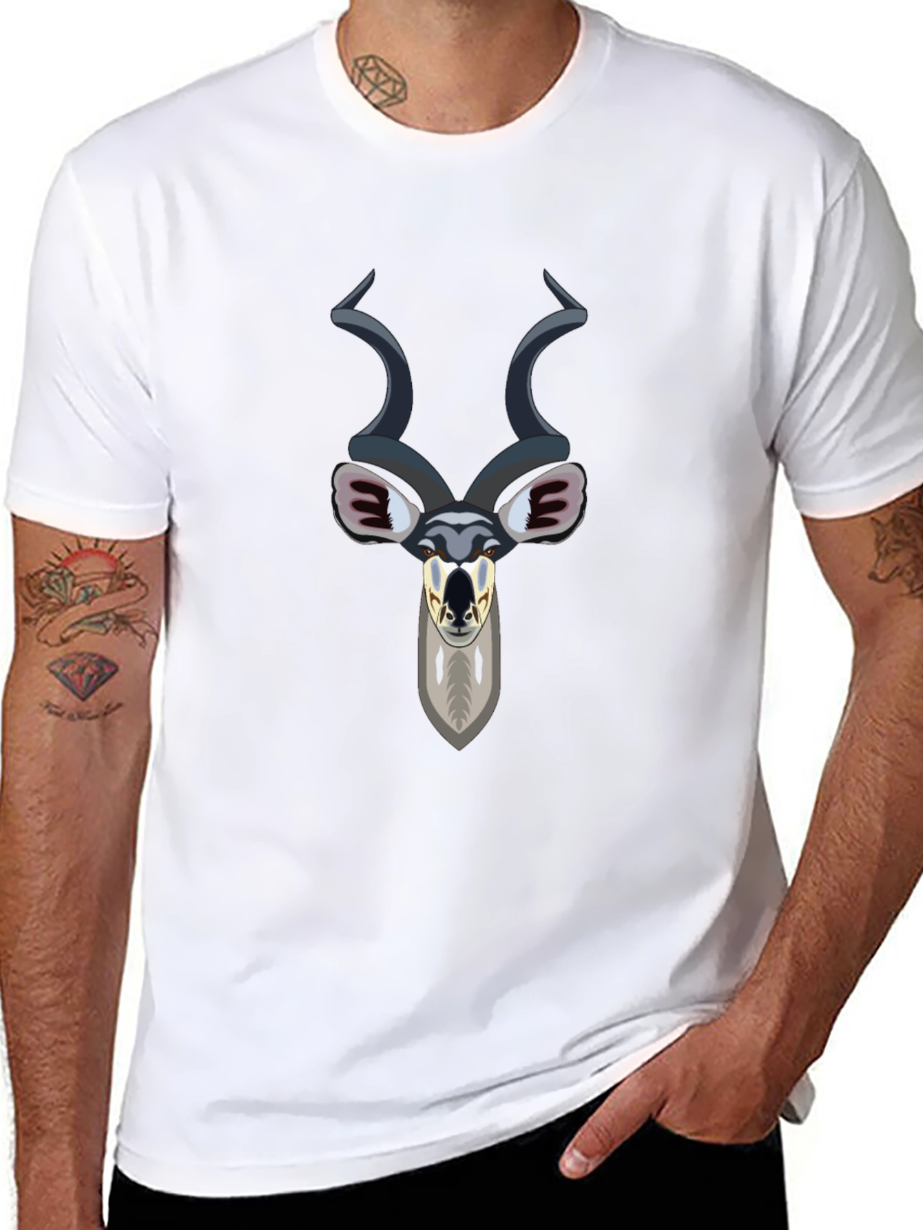 Kudu Head Graphic Tee - Black