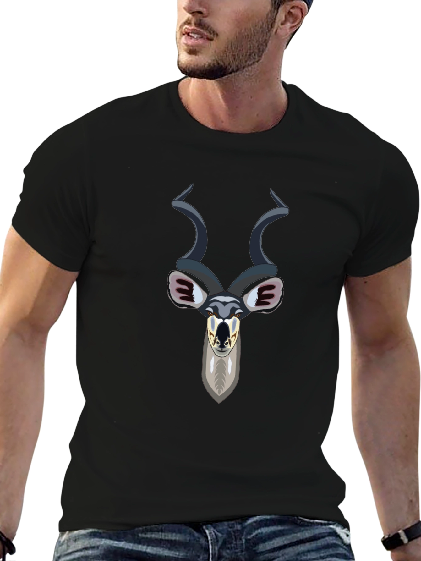 Kudu Head Graphic Tee - Black