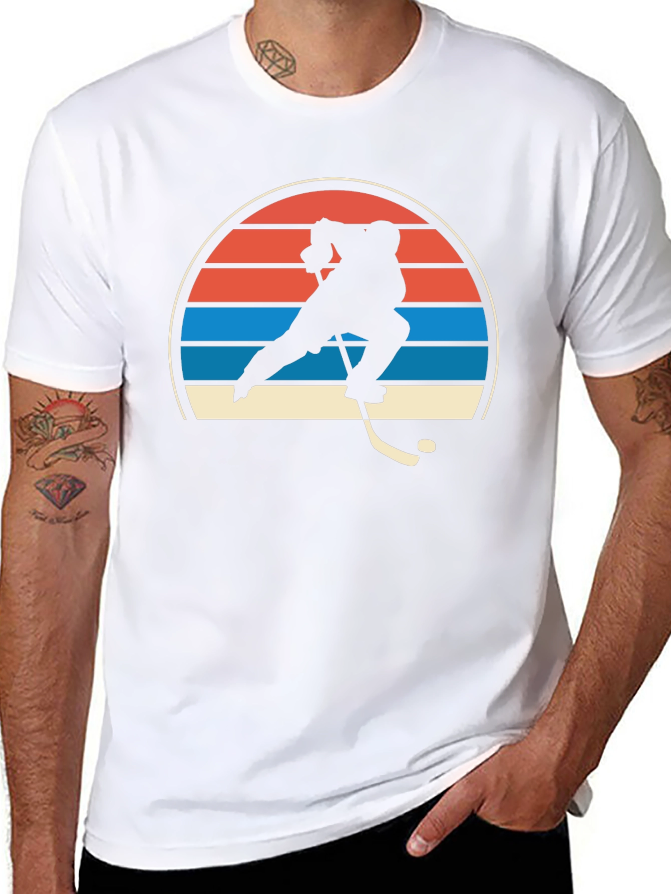 Retro Hockey Player Graphic T-Shirt