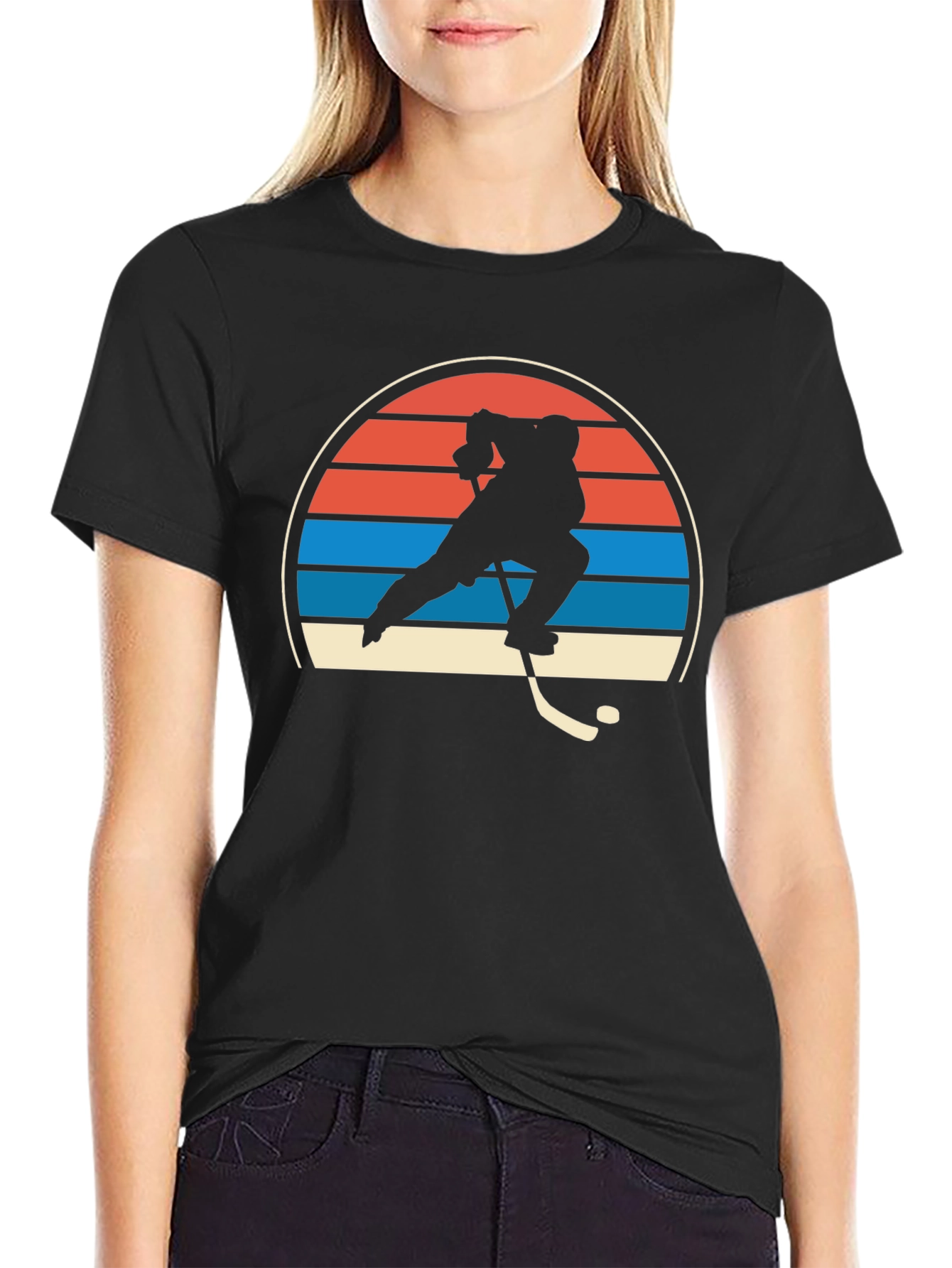 Retro Hockey Player Graphic T-Shirt
