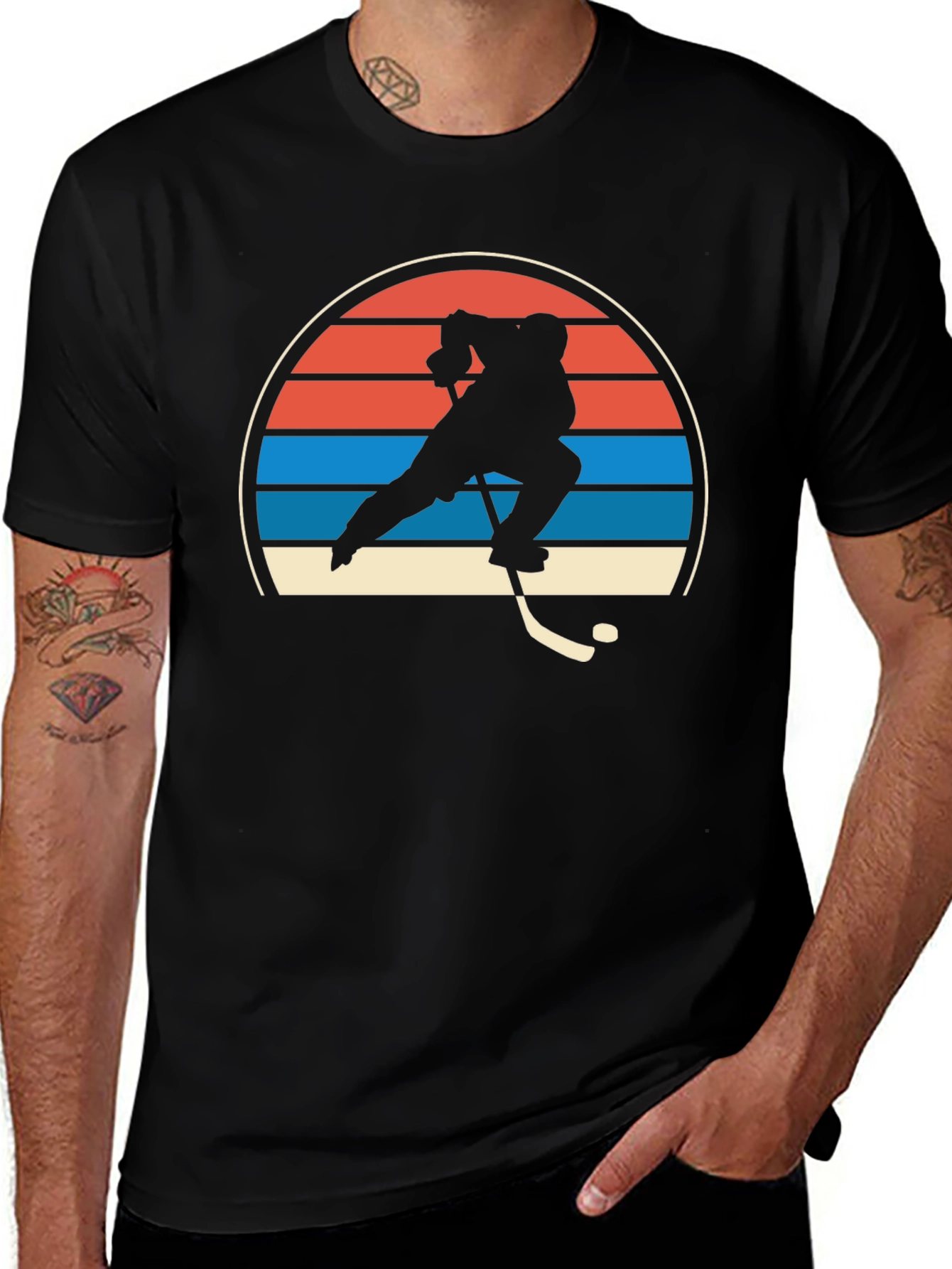 Retro Hockey Player Graphic T-Shirt