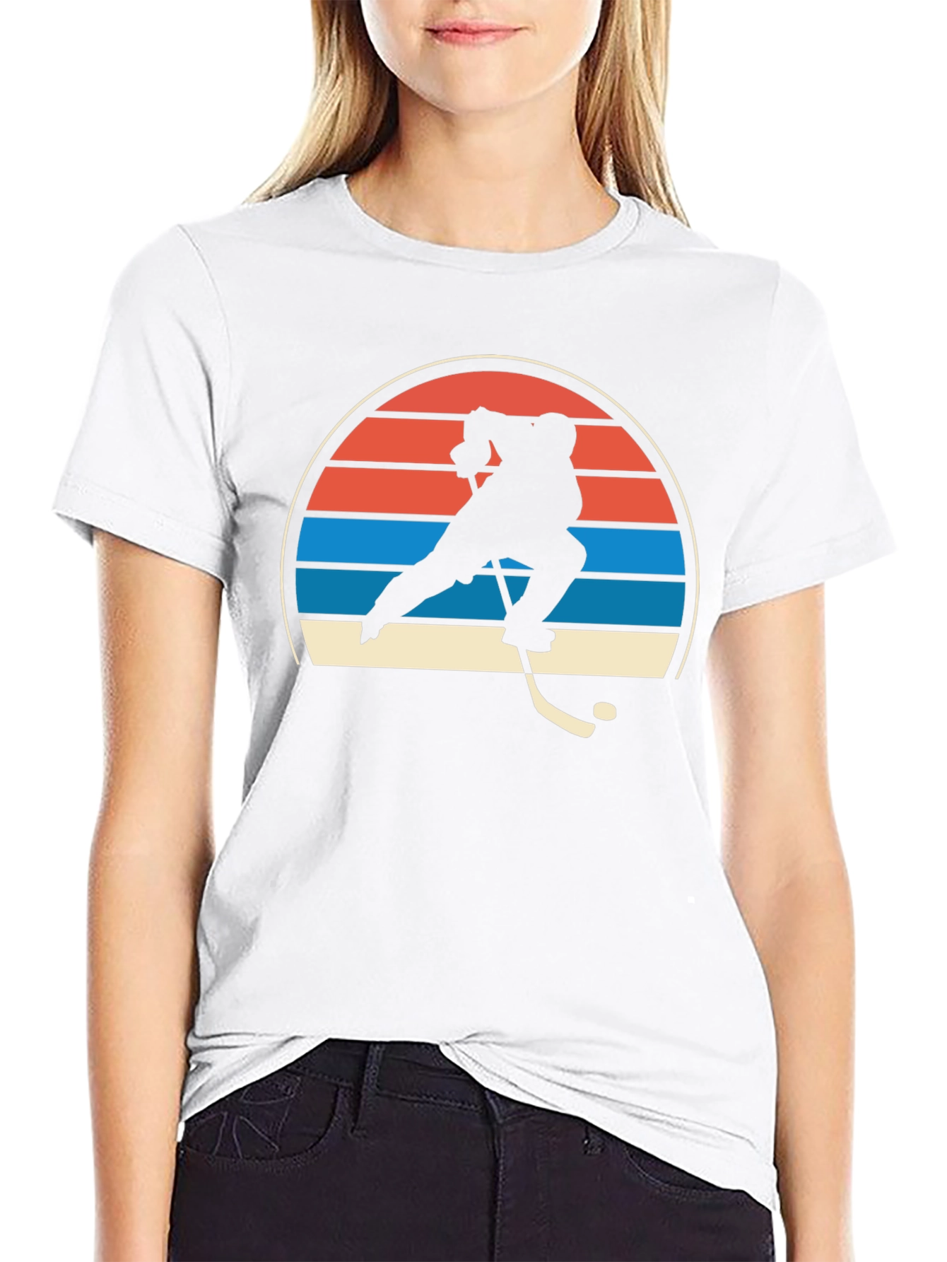 Retro Hockey Player Graphic T-Shirt