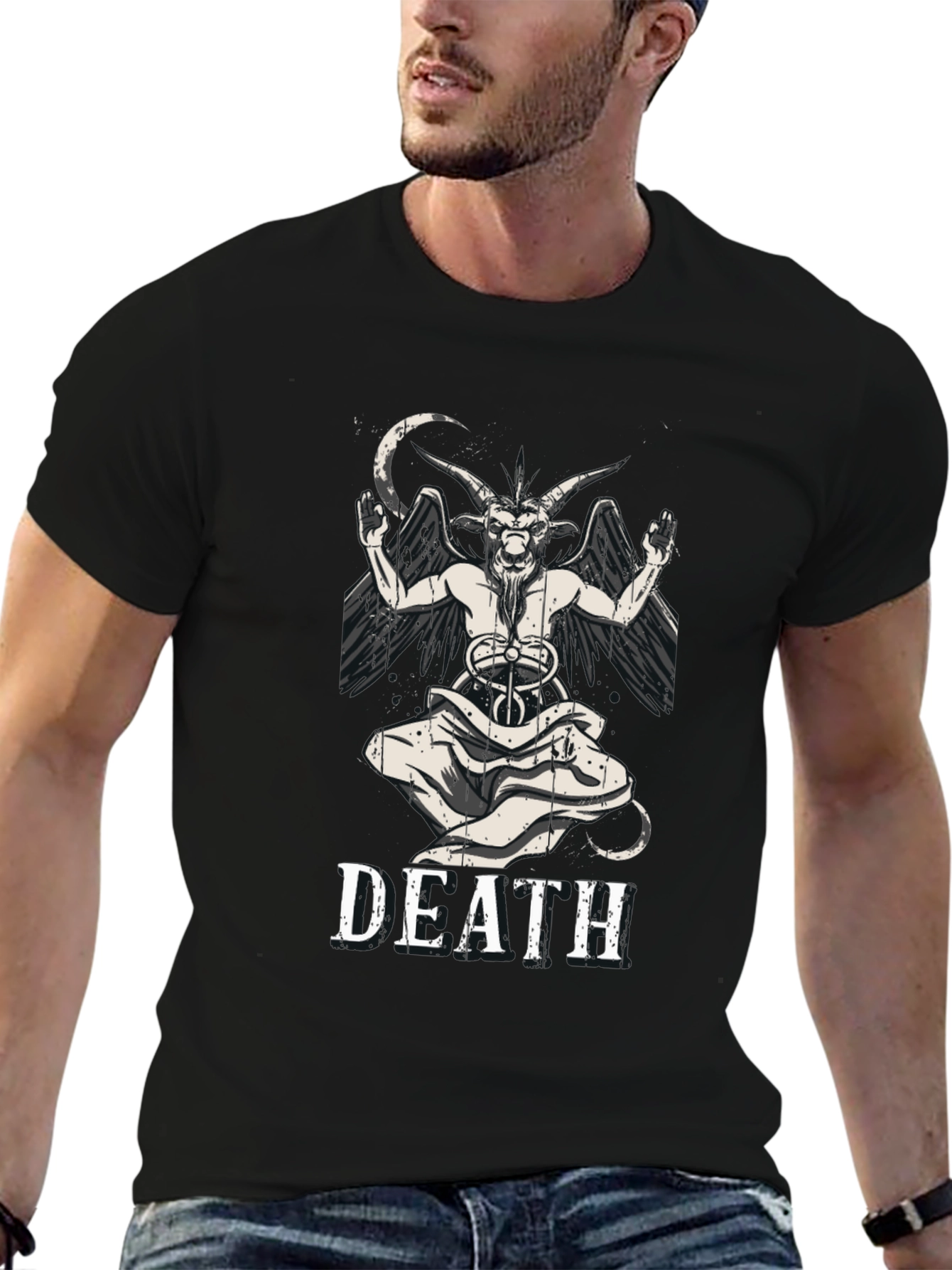Death Baphomet Graphic Tee - Black