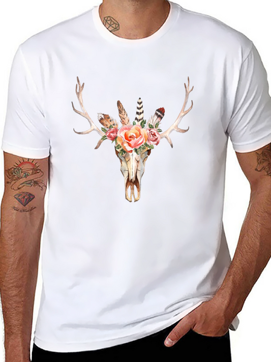 Boho Skull Graphic Tee - Mens Black T-Shirt