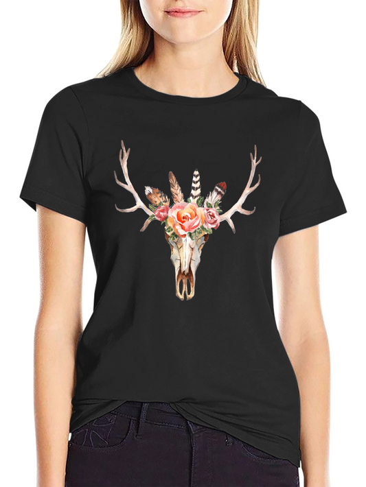 Boho Skull Graphic Tee - Mens Black T-Shirt