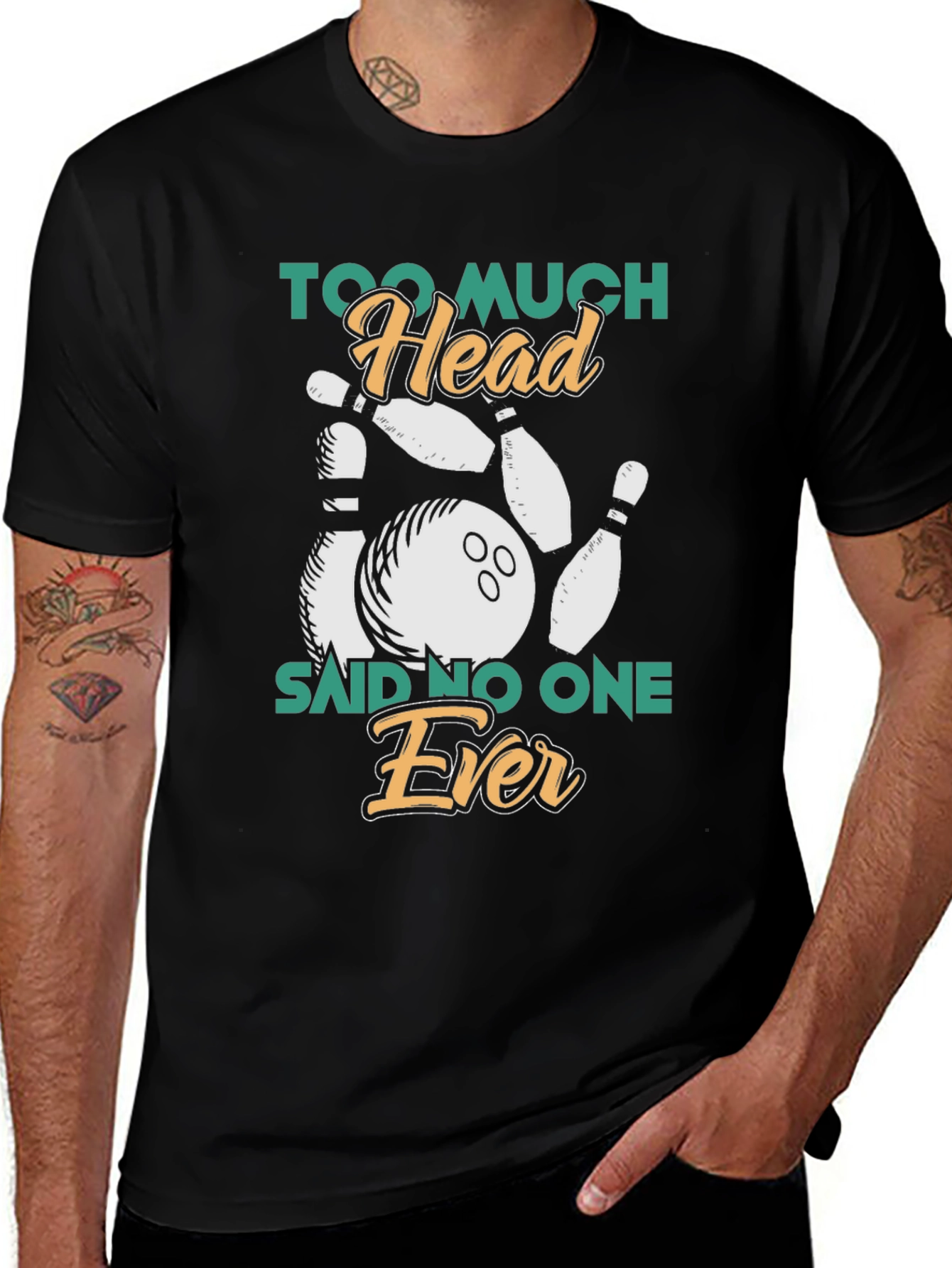Too Much Head Bowling Graphic T-Shirt