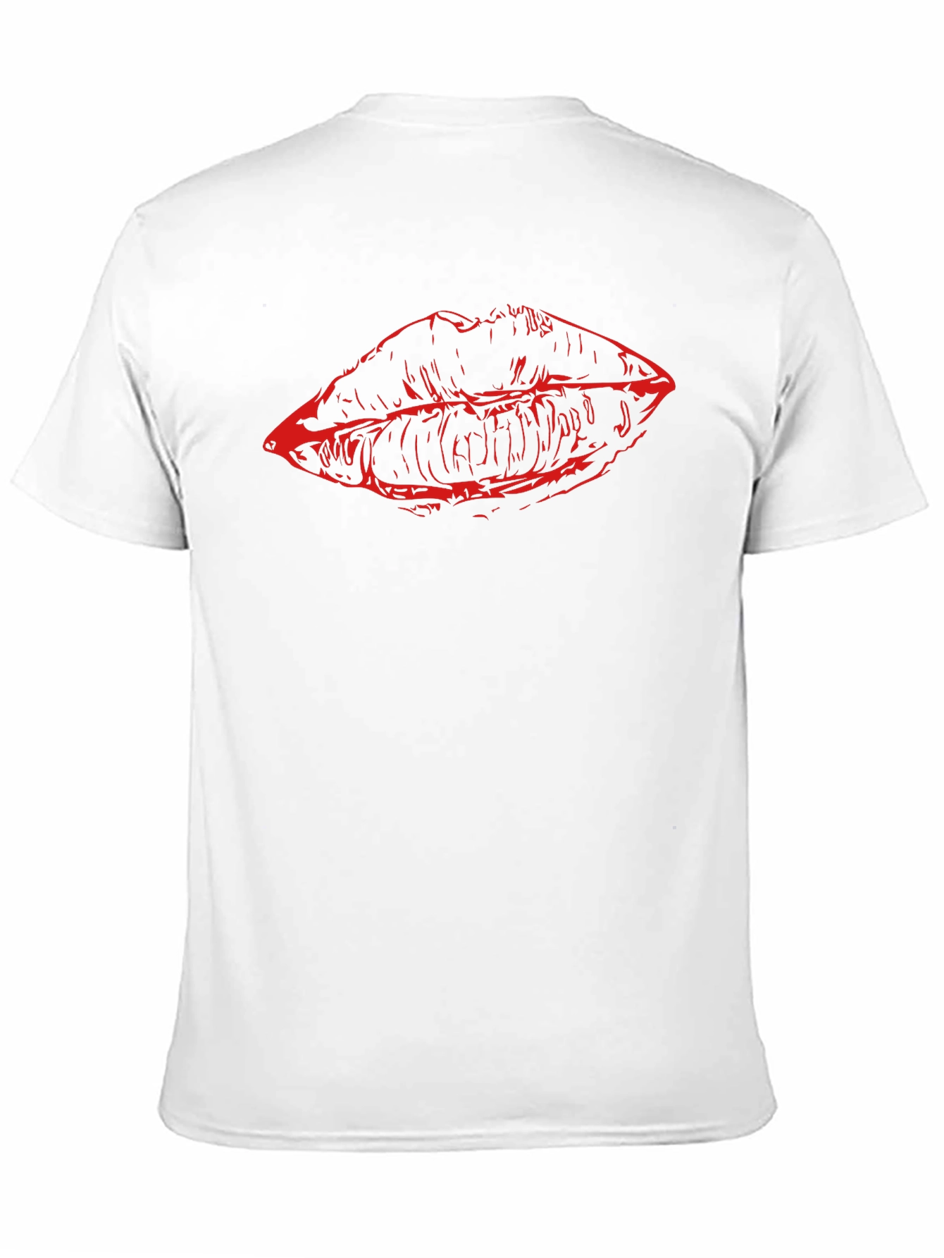 Red Lips Graphic Black T-Shirt