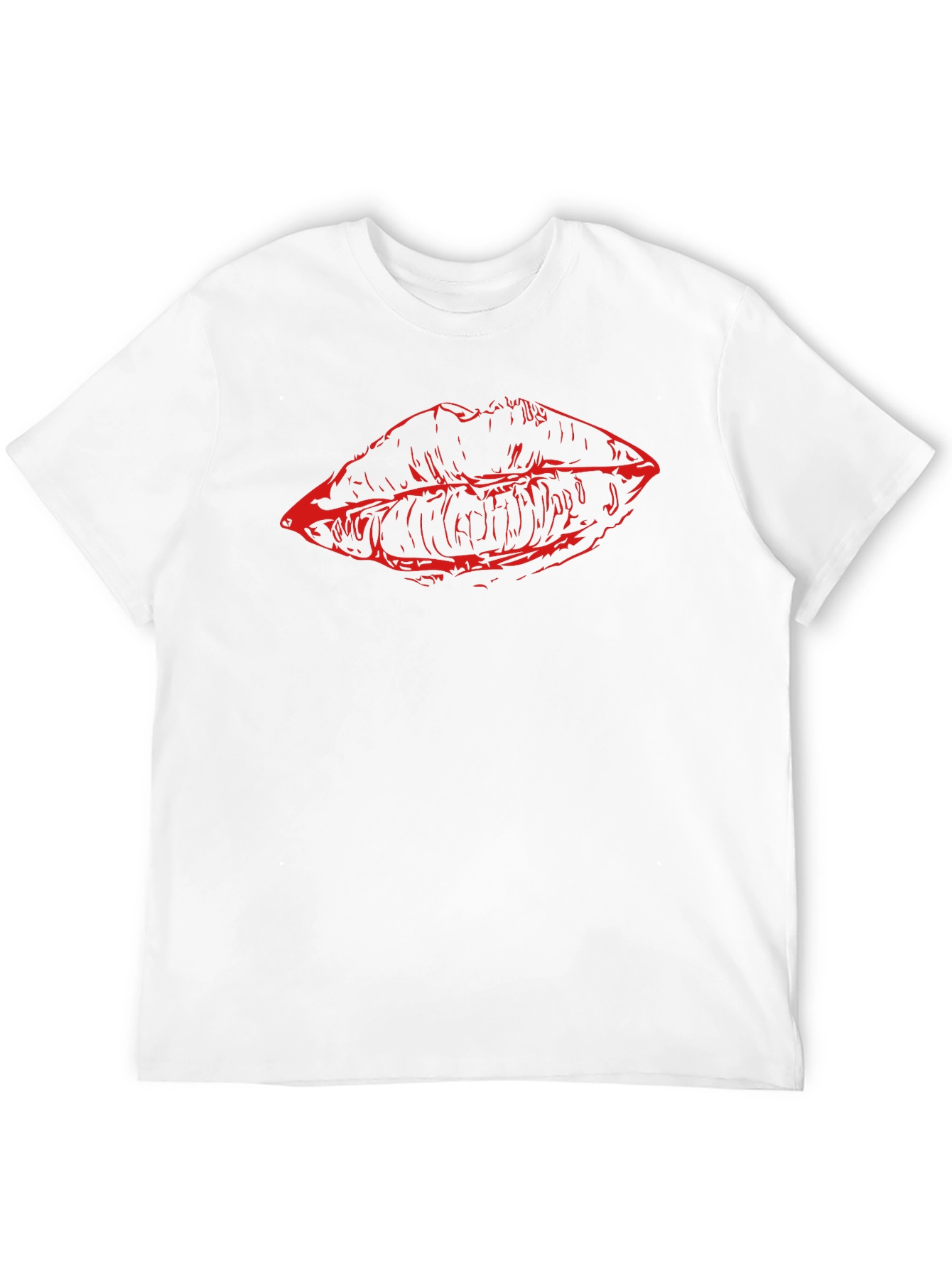 Red Lips Graphic Black T-Shirt