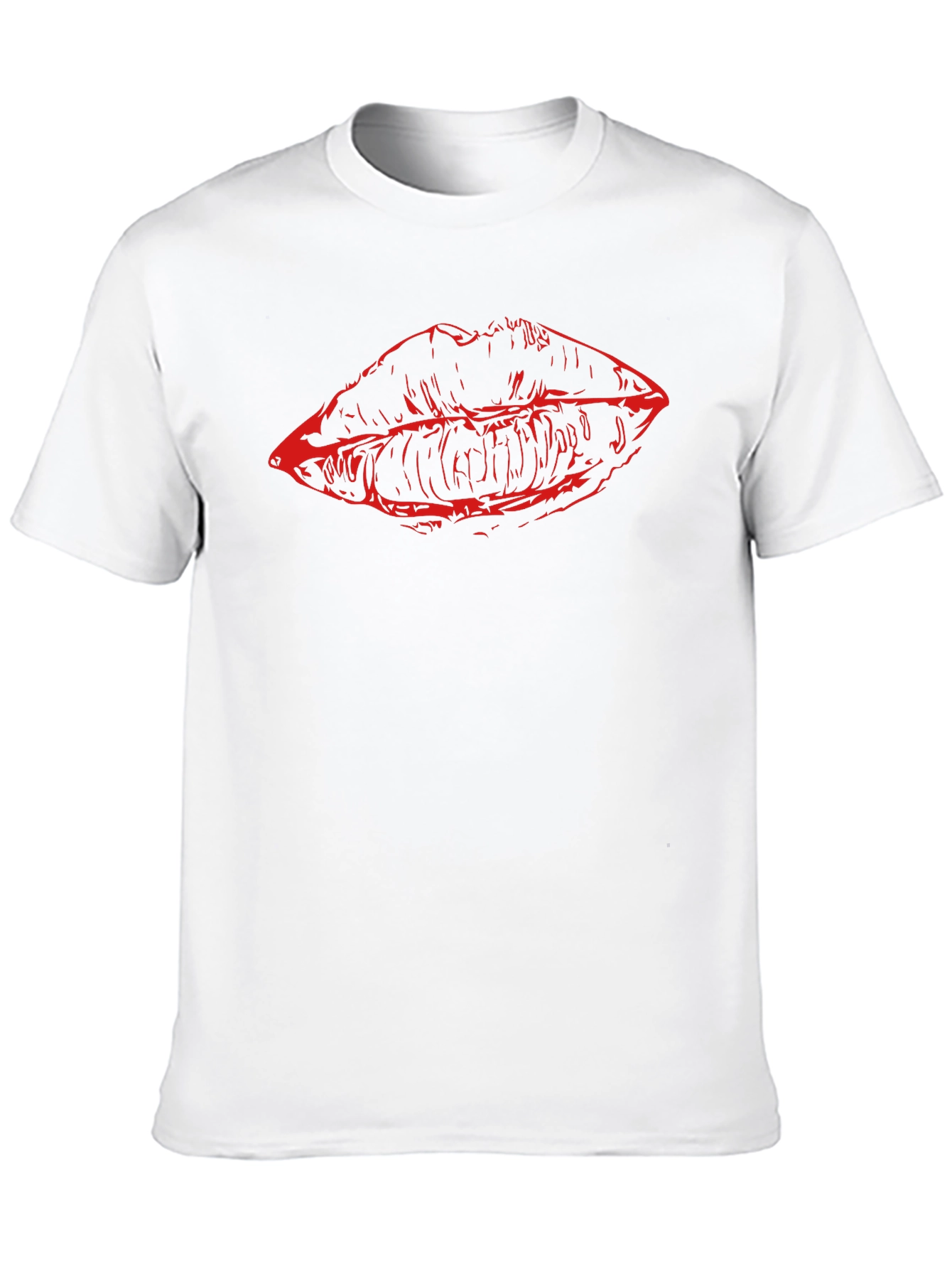 Red Lips Graphic Black T-Shirt