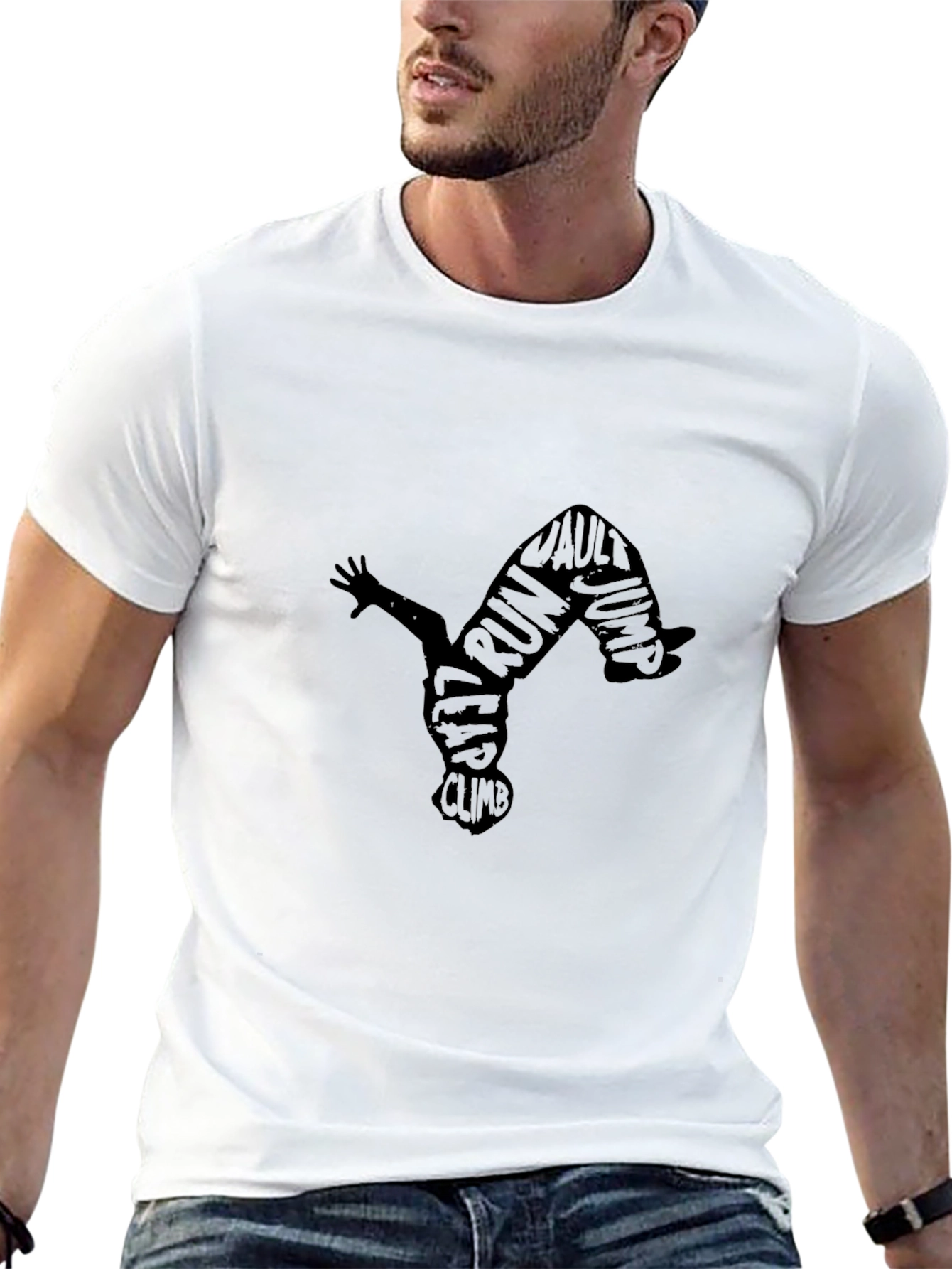 Parkour Silhouette Graphic Tee - Black
