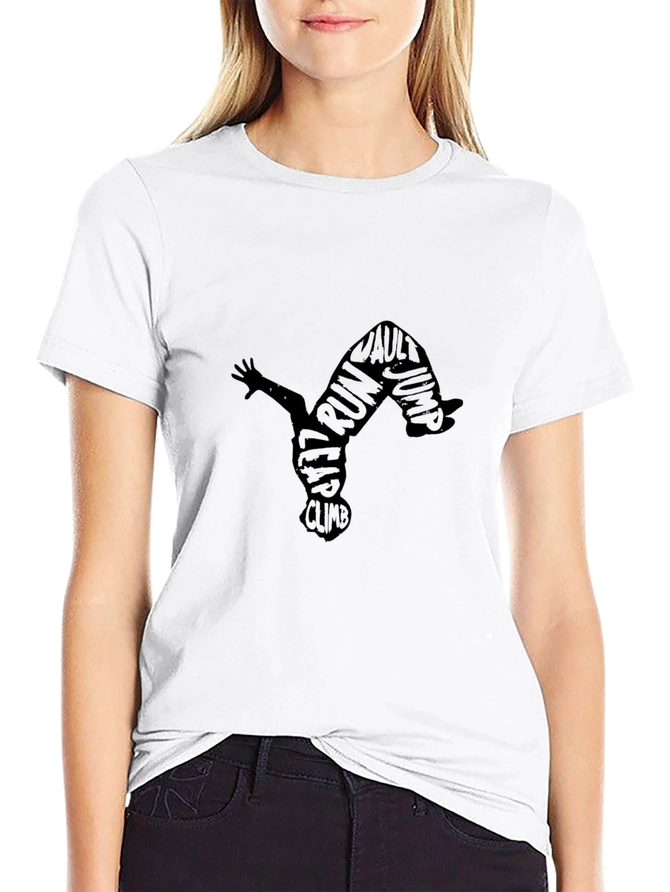 Parkour Silhouette Graphic Tee - Black