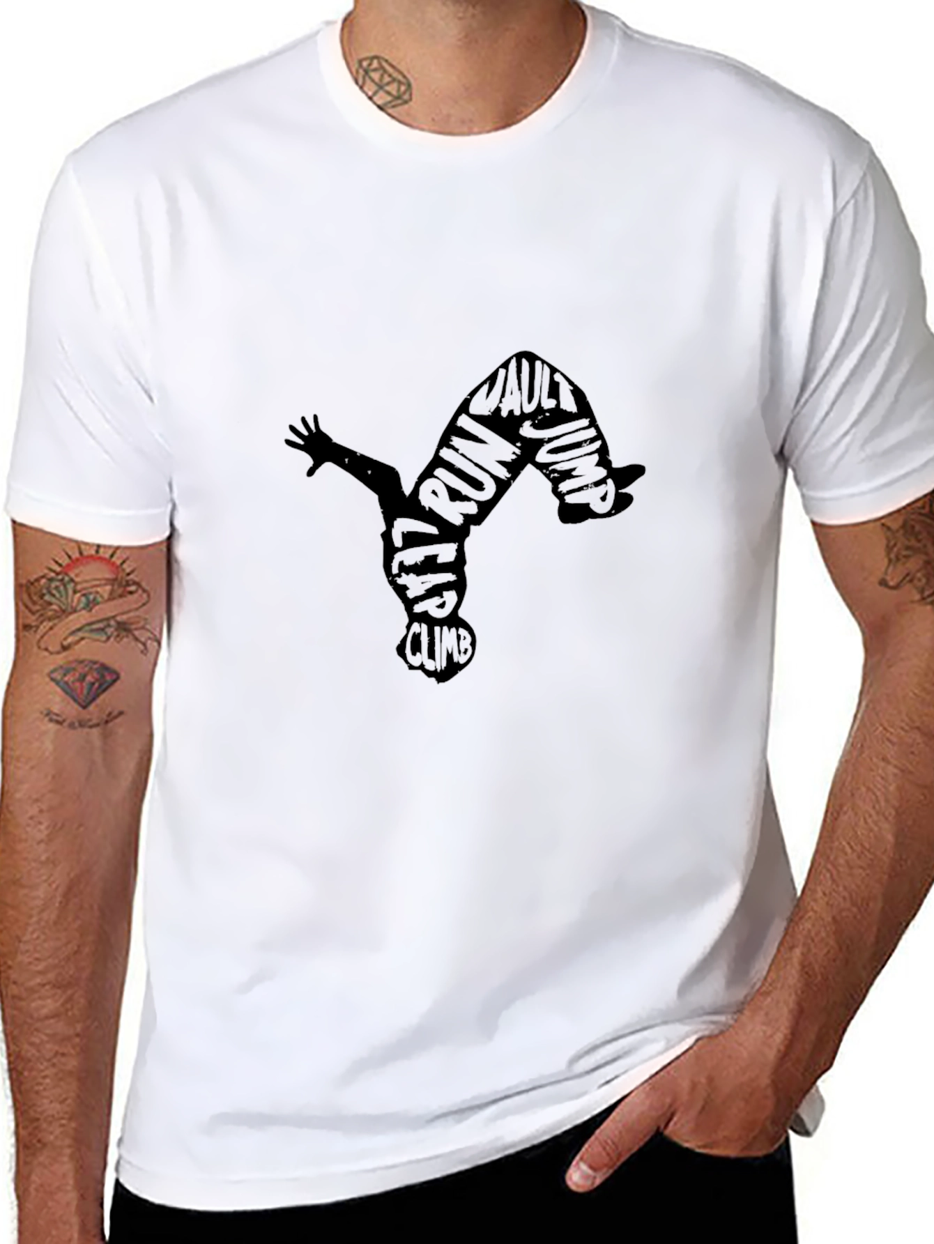 Parkour Silhouette Graphic Tee - Black