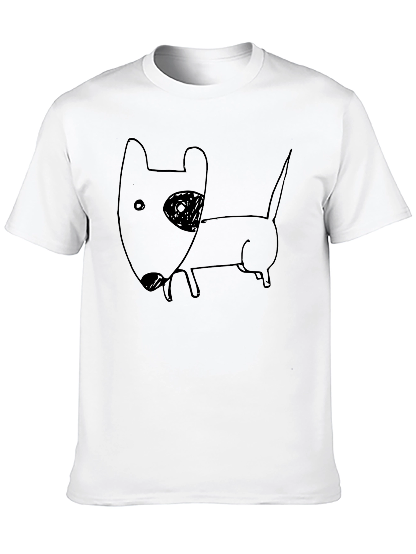 Cartoon Dog Graphic Tee - Black Cotton T-Shirt