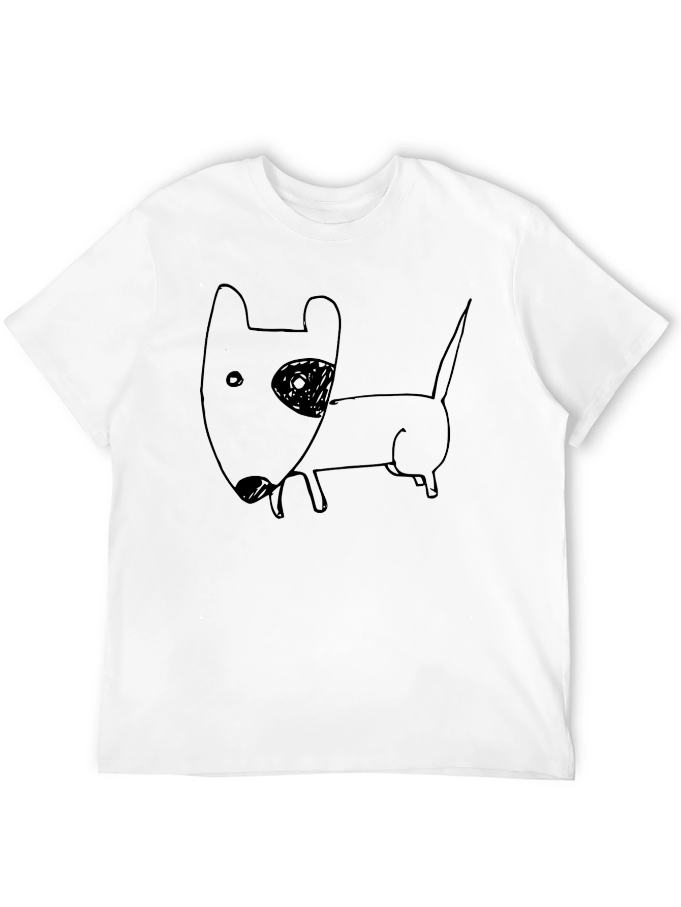 Cartoon Dog Graphic Tee - Black Cotton T-Shirt