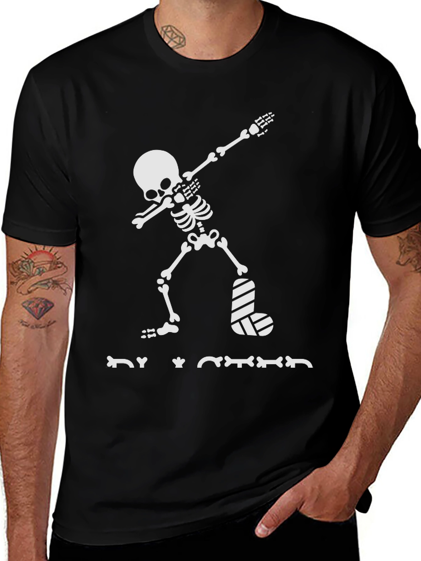 Dabbing Skeleton T-Shirt Broken Leg Halloween