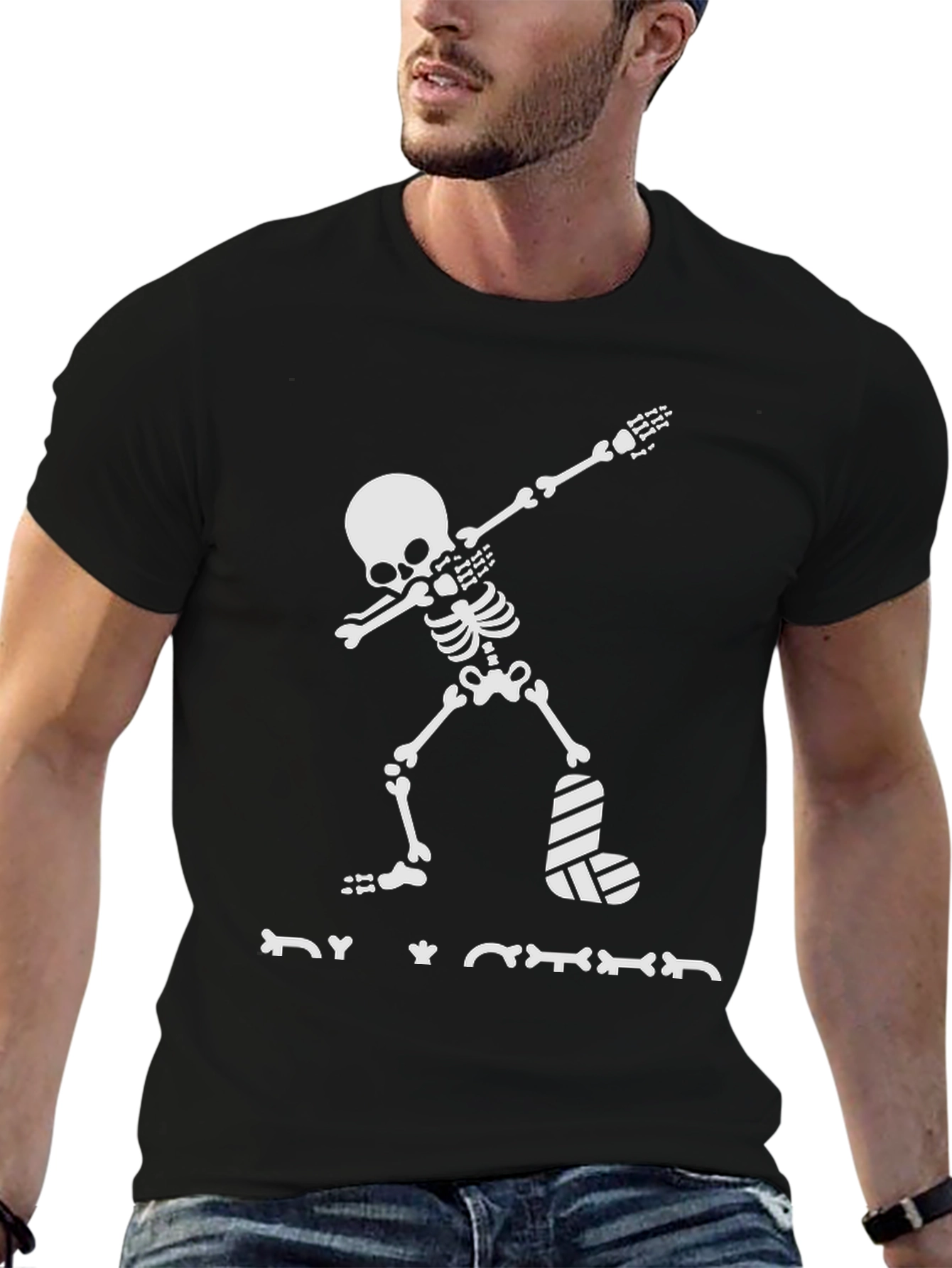 Dabbing Skeleton T-Shirt Broken Leg Halloween