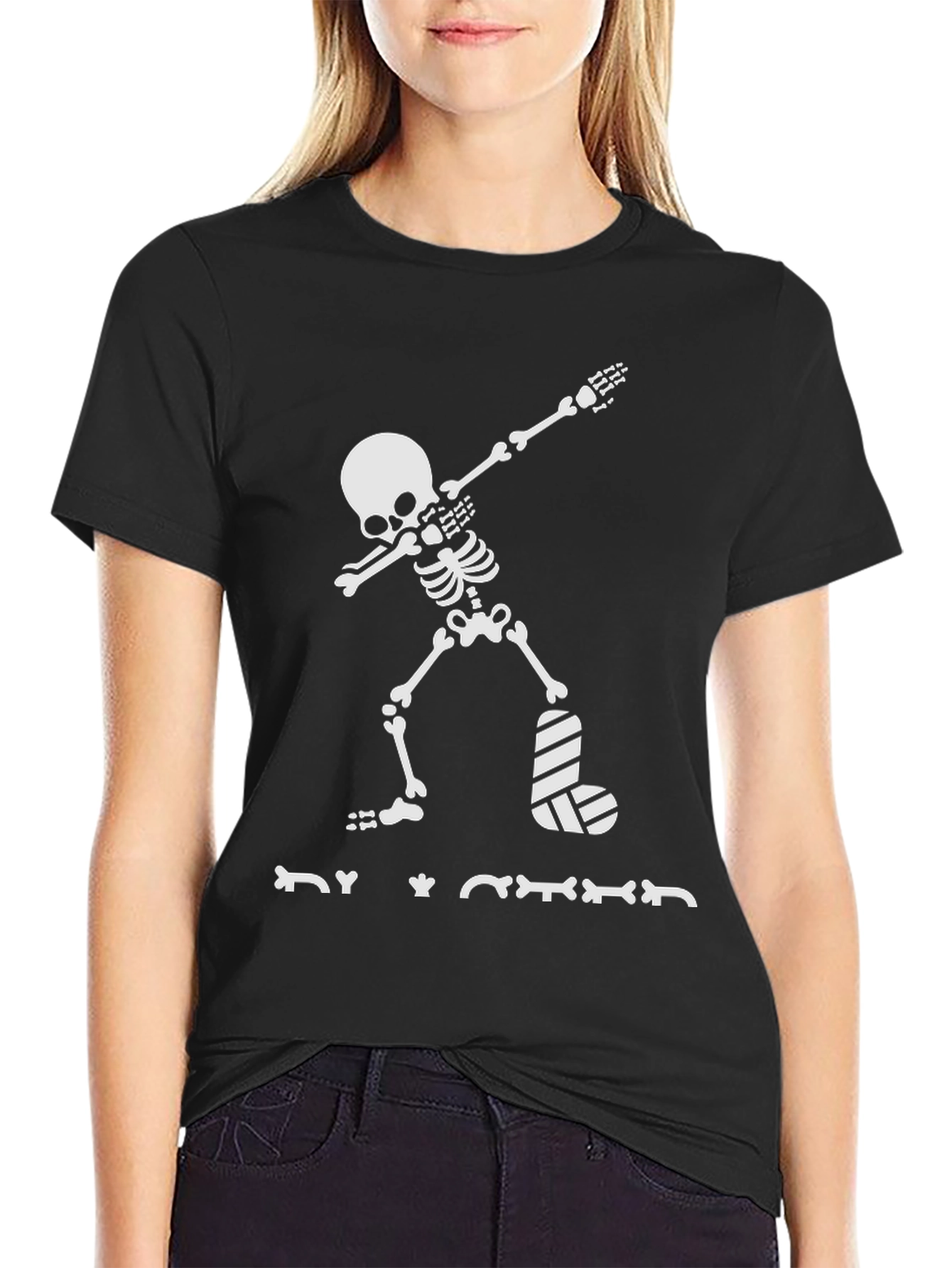 Dabbing Skeleton T-Shirt Broken Leg Halloween