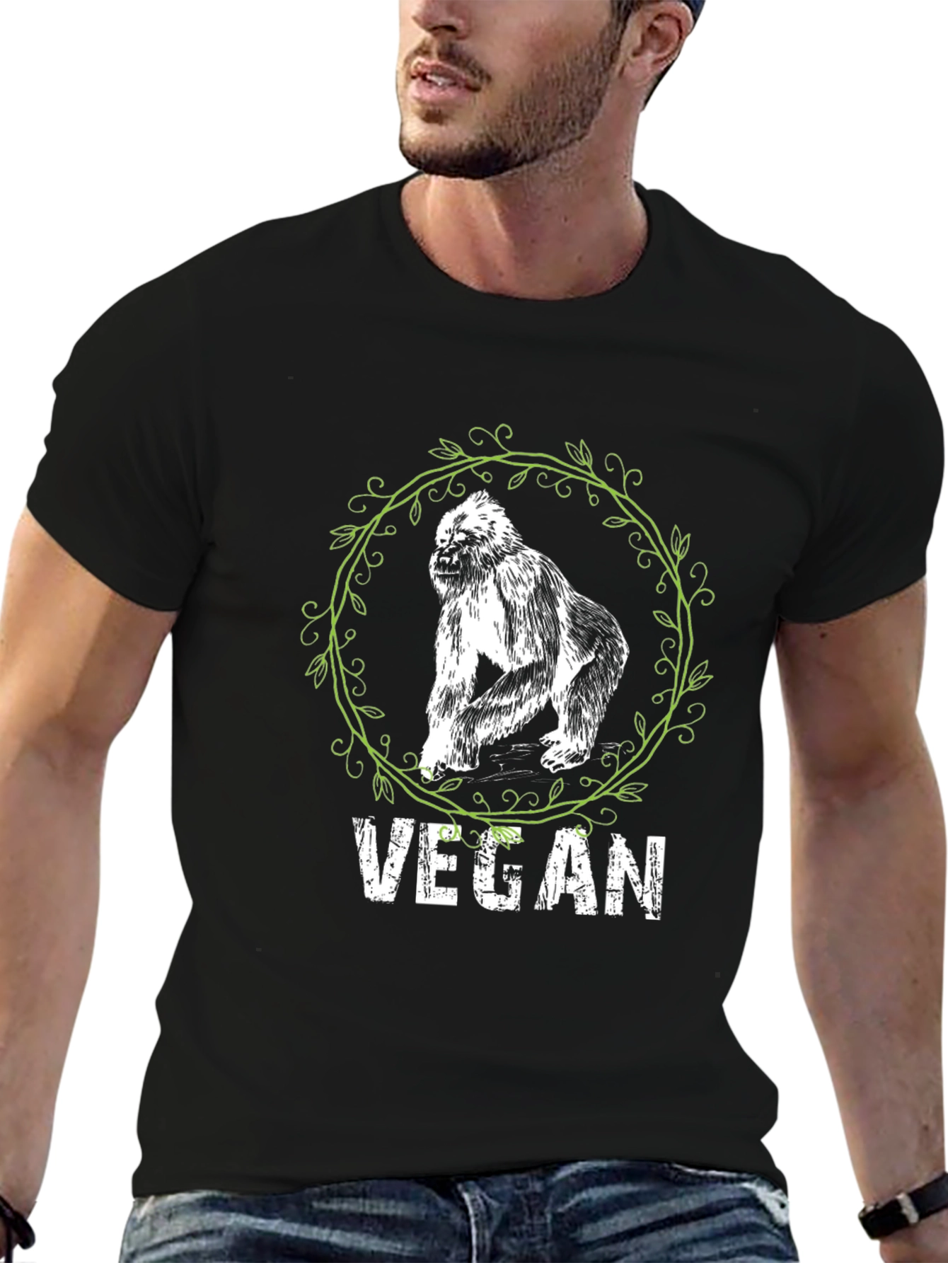 Vegan Gorilla Graphic Tee - Black