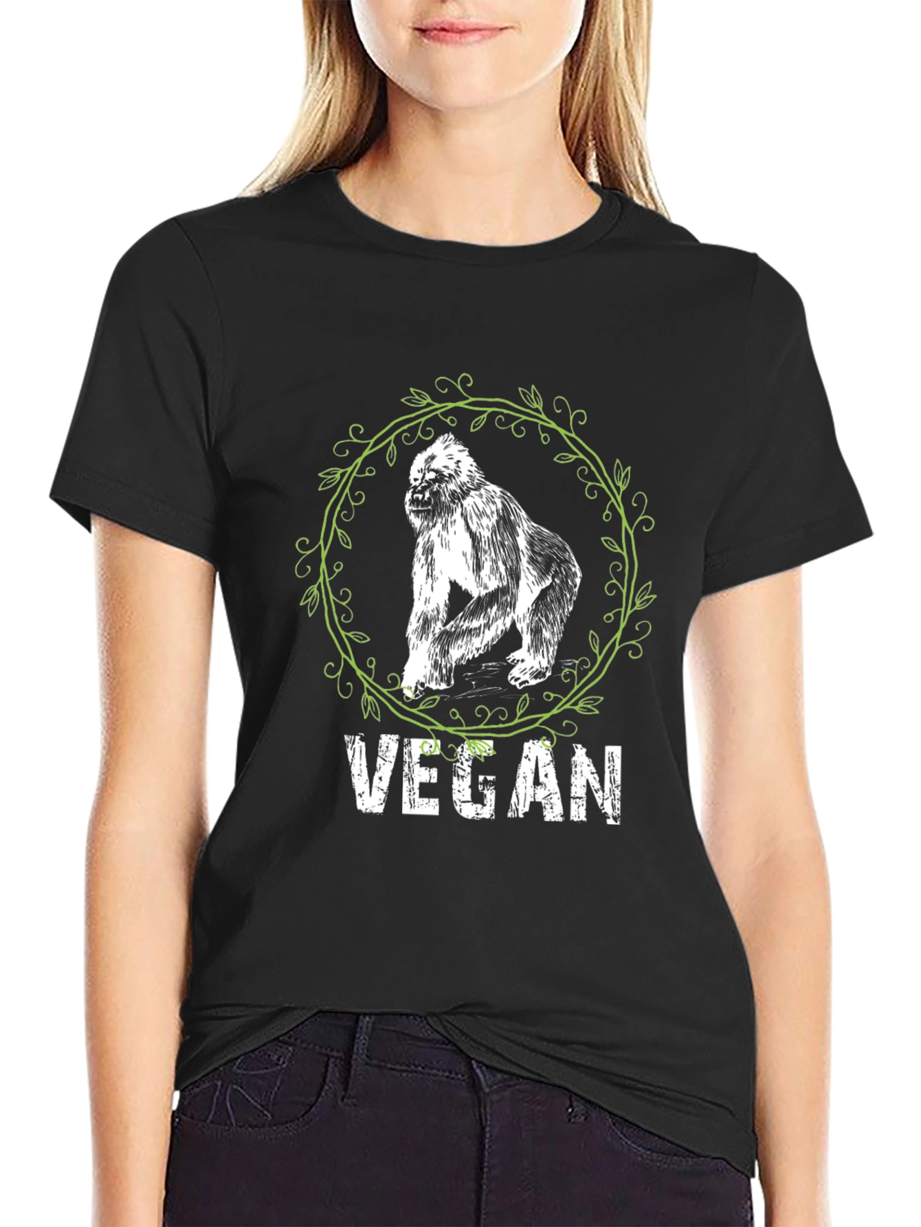 Vegan Gorilla Graphic Tee - Black
