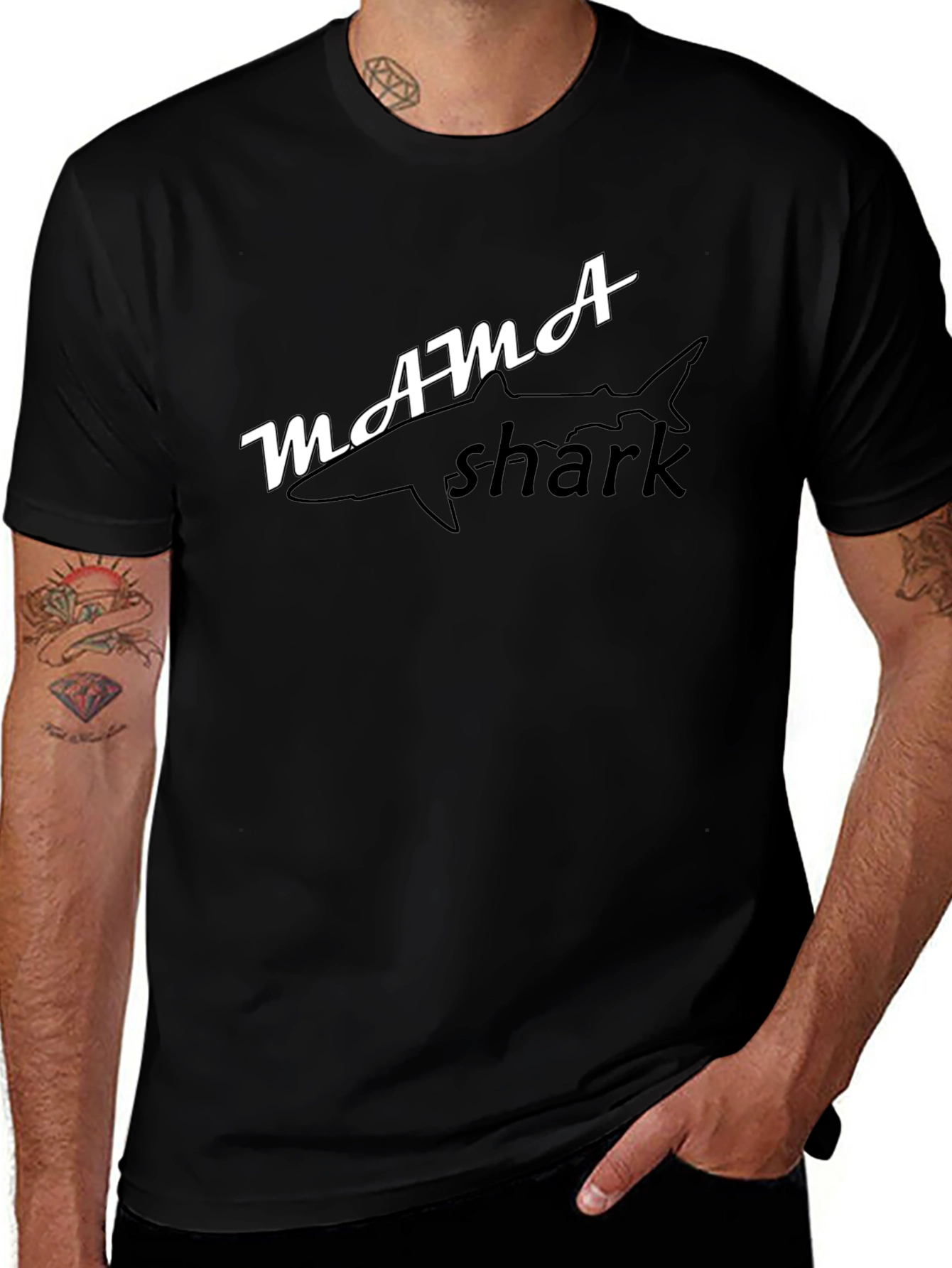 Mama Shark Graphic T-Shirt - Black Cotton Tee