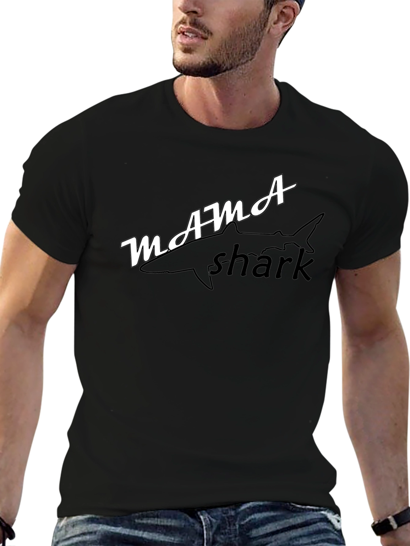 Mama Shark Graphic T-Shirt - Black Cotton Tee