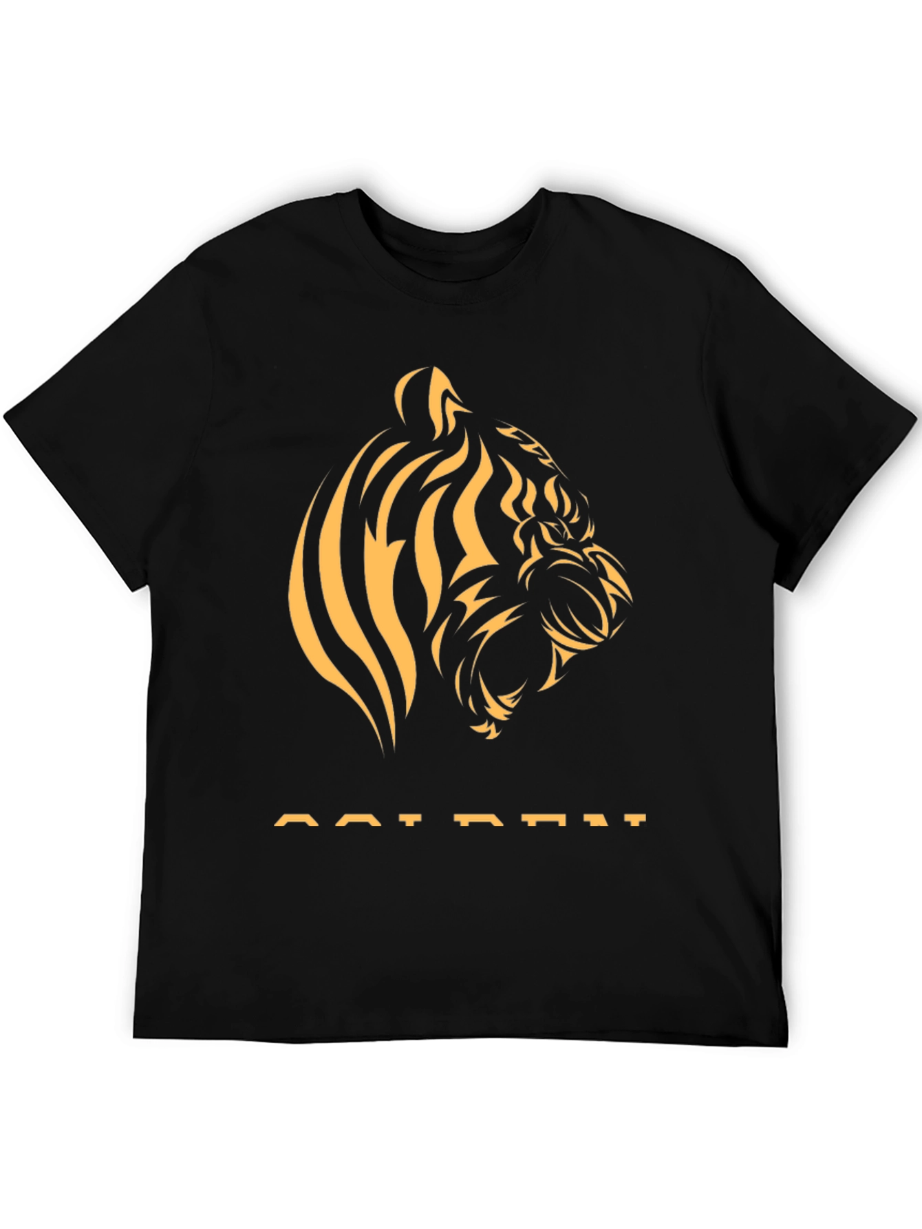 Golden Tiger Graphic Tee - Stylish Black T-Shirt