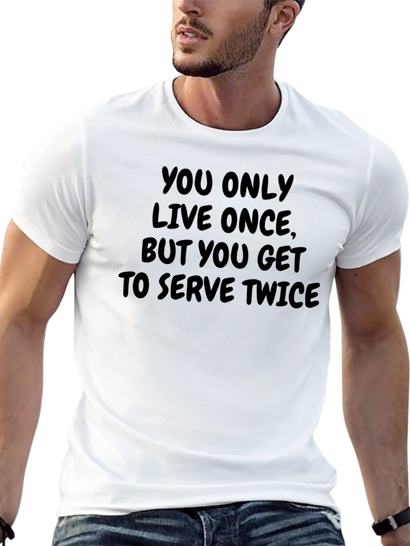 Funny YOLO Serve Twice Black T-Shirt