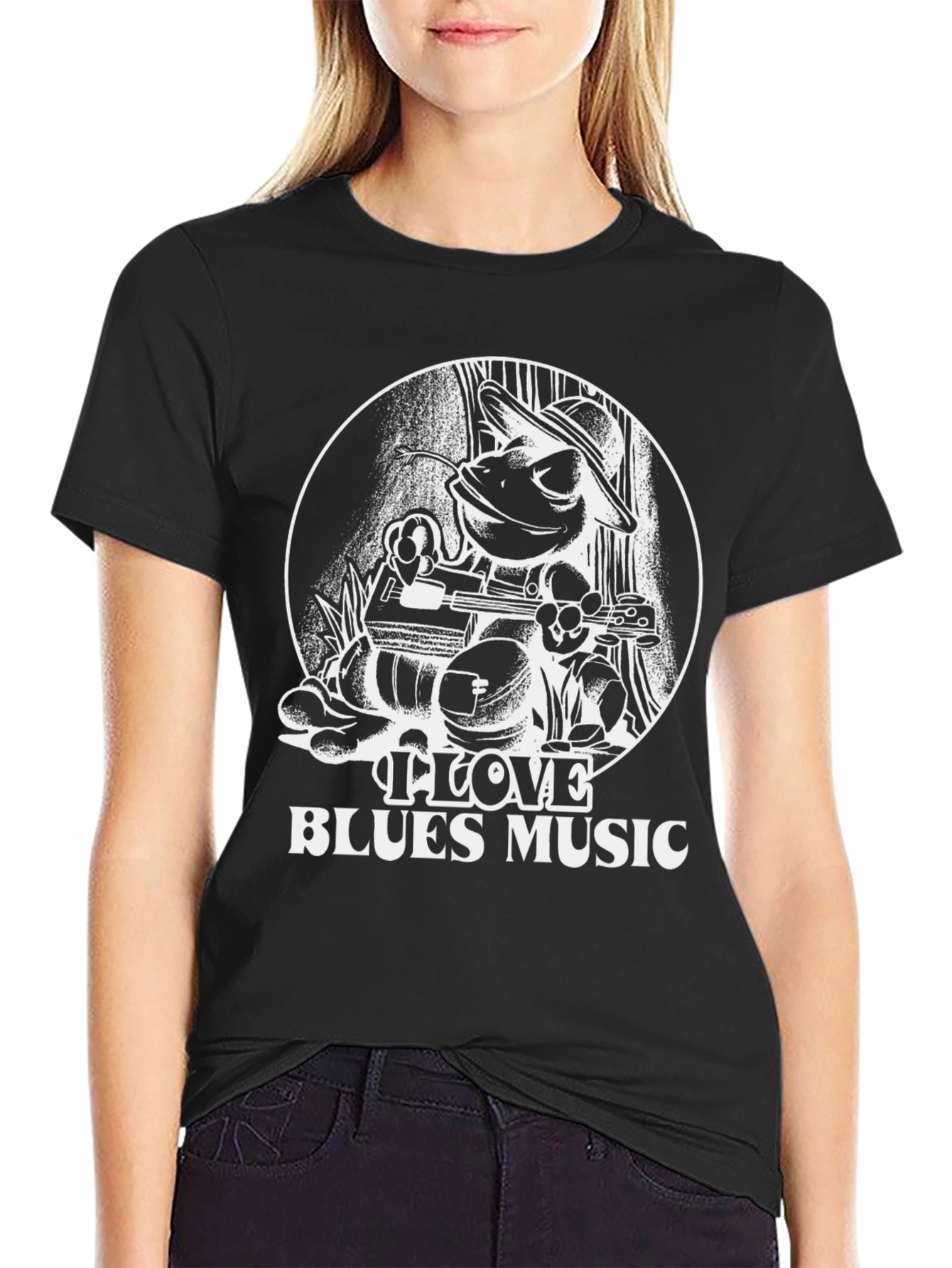 I Love Blues Music Frog Graphic T-Shirt
