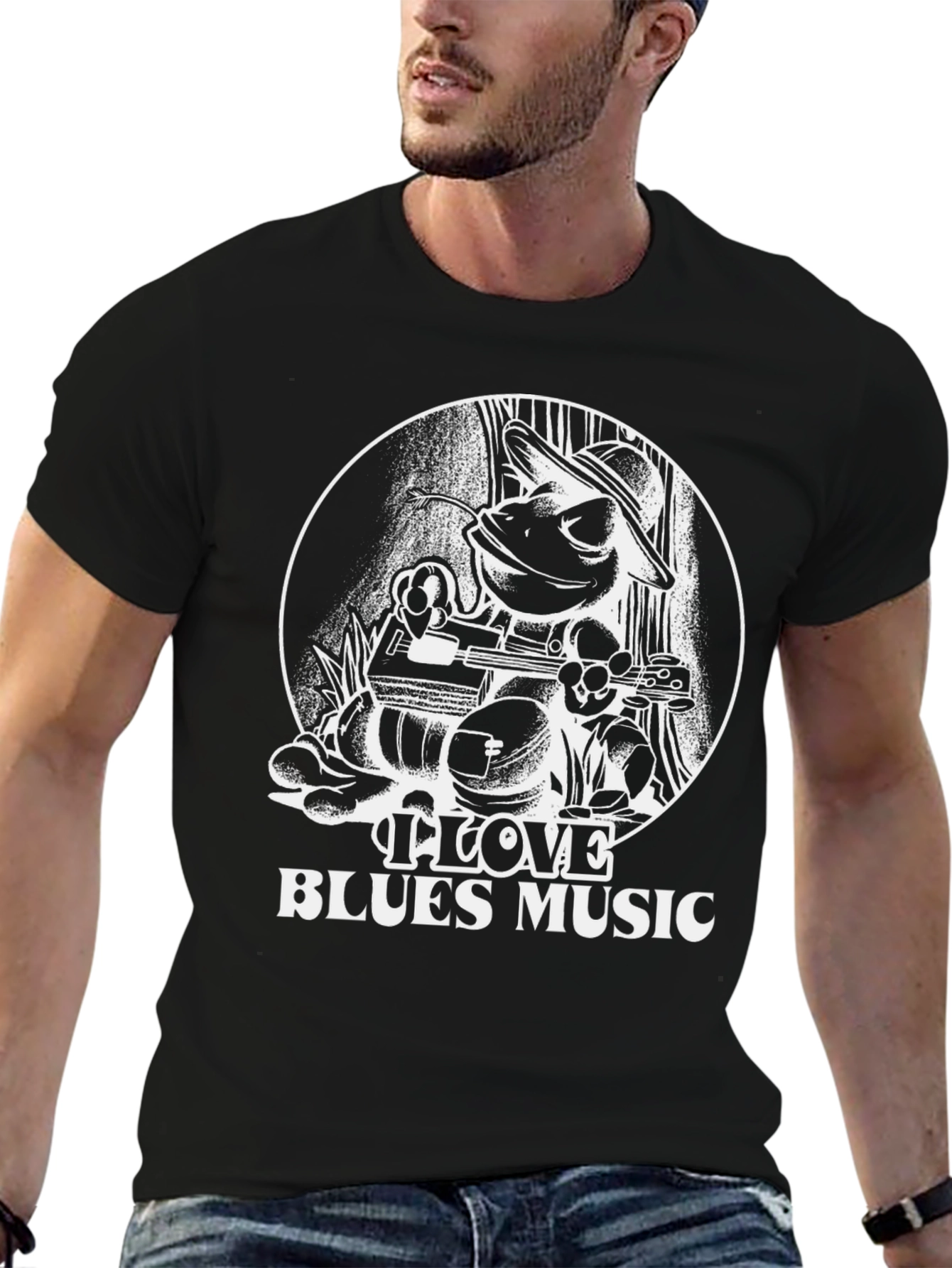 I Love Blues Music Frog Graphic T-Shirt