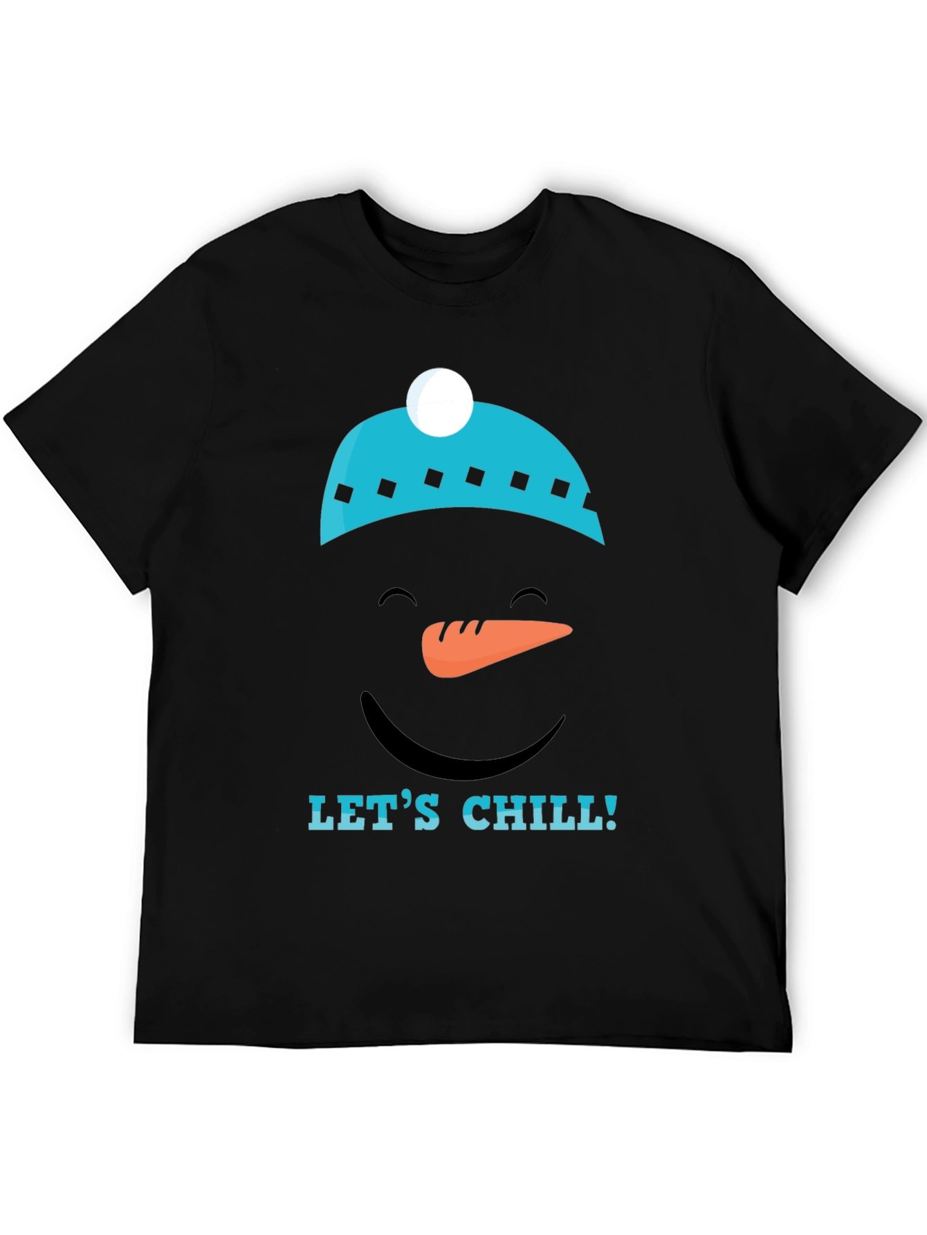 Lets Chill Snowman Graphic Tee - Black Cotton T-Shirt
