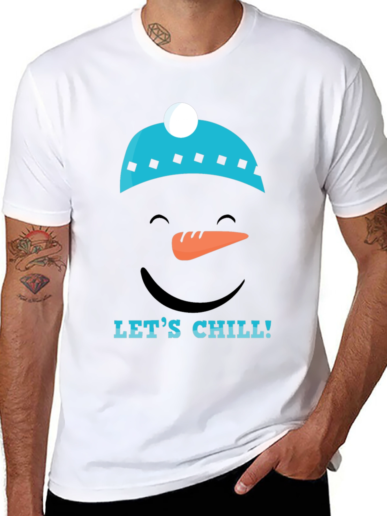 Lets Chill Snowman Graphic Tee - Black Cotton T-Shirt