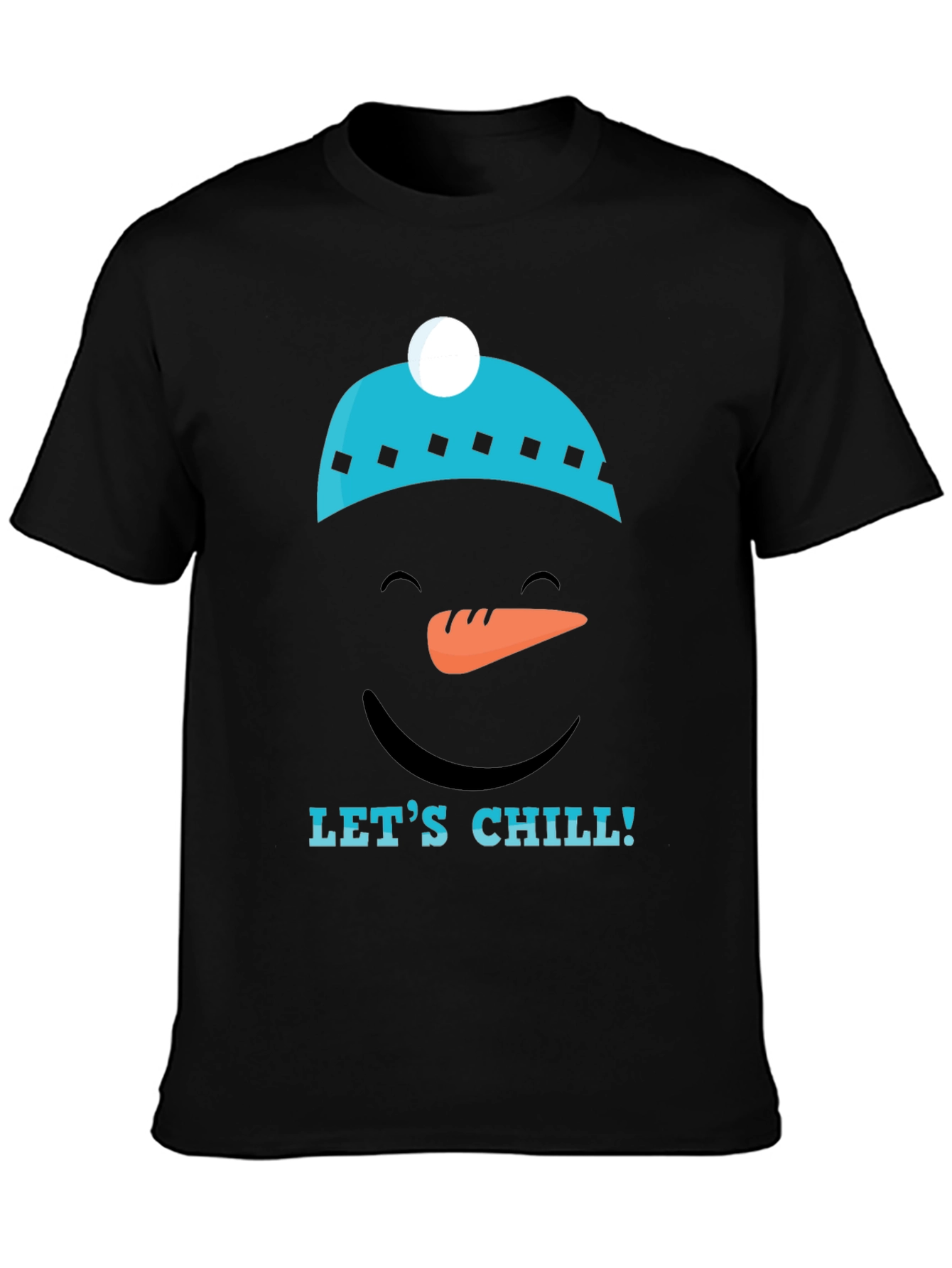 Lets Chill Snowman Graphic Tee - Black Cotton T-Shirt