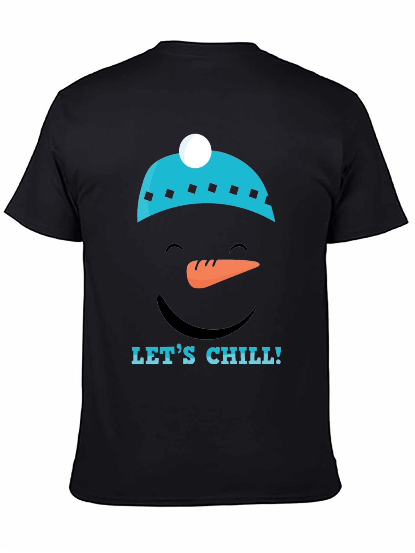 Lets Chill Snowman Graphic Tee - Black Cotton T-Shirt
