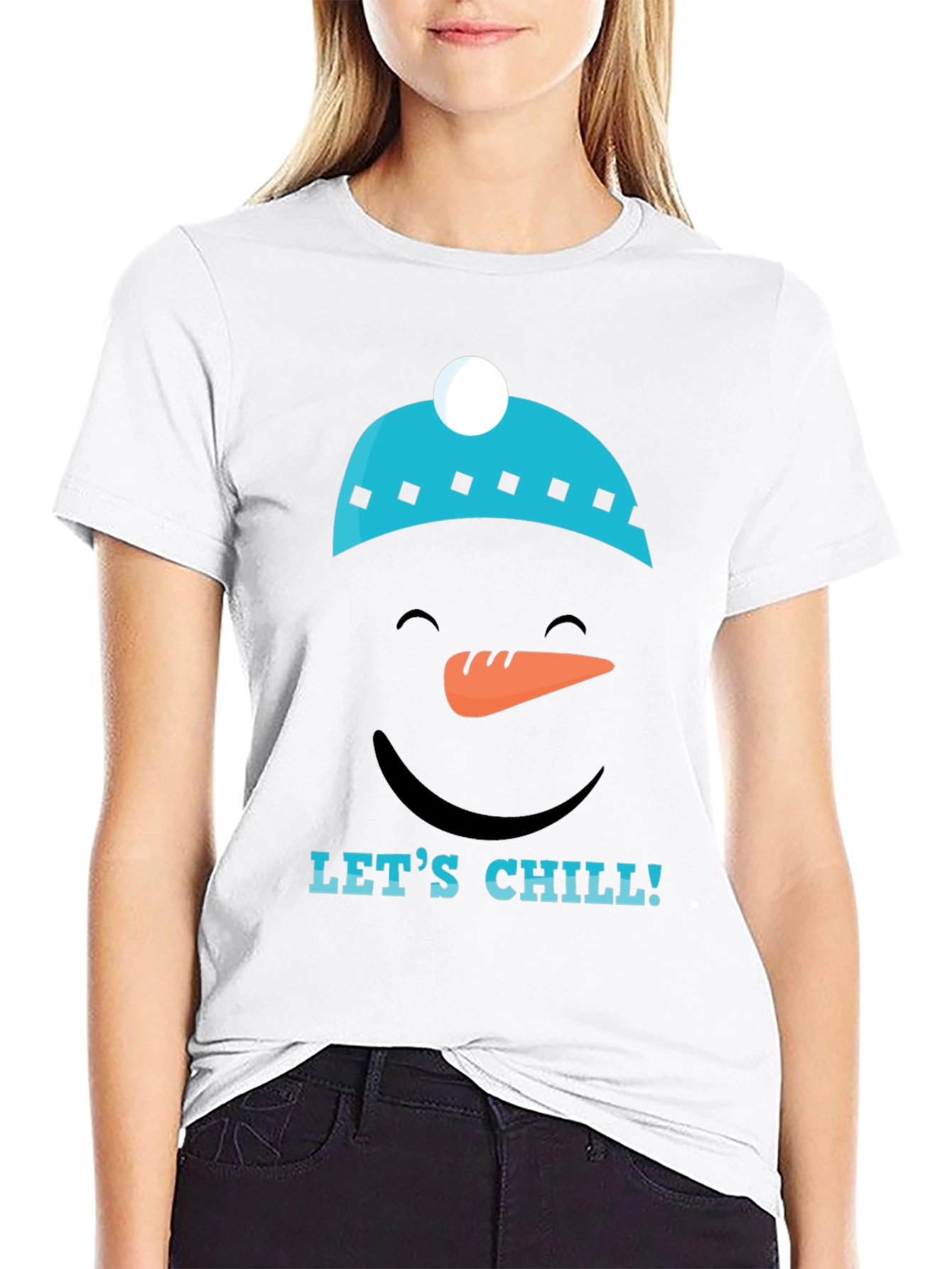Lets Chill Snowman Graphic Tee - Black Cotton T-Shirt