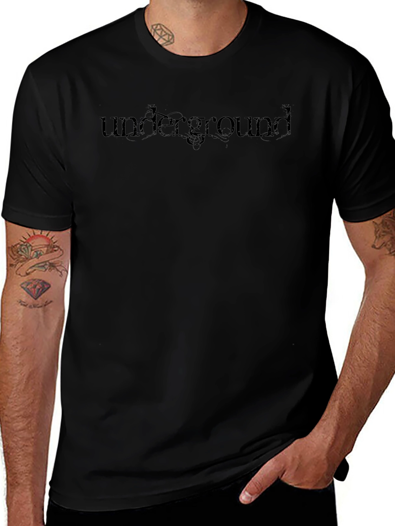 Underground Graphic Print Black T-Shirt