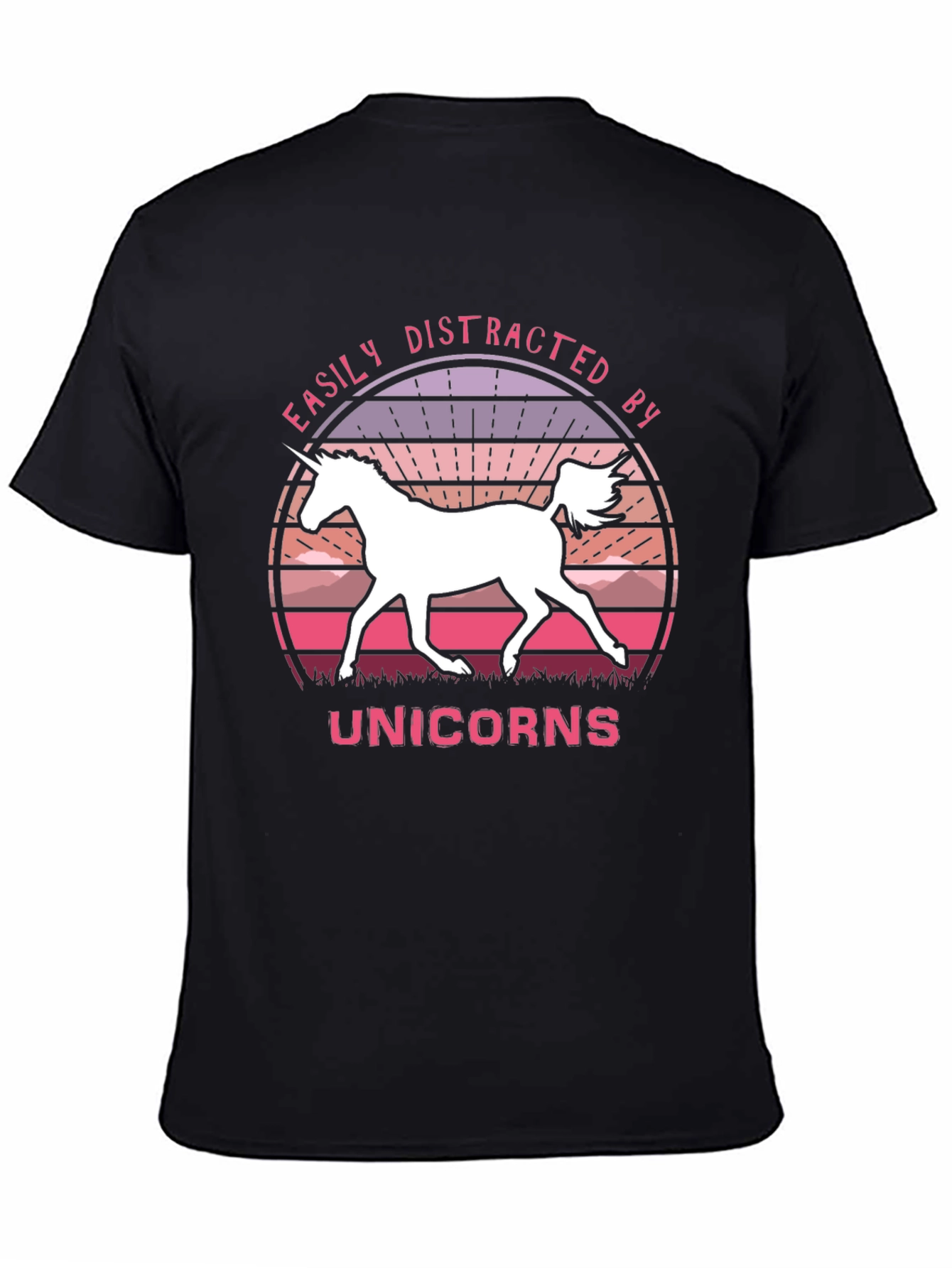 Easily Distracted By Unicorns Black T-Shirt