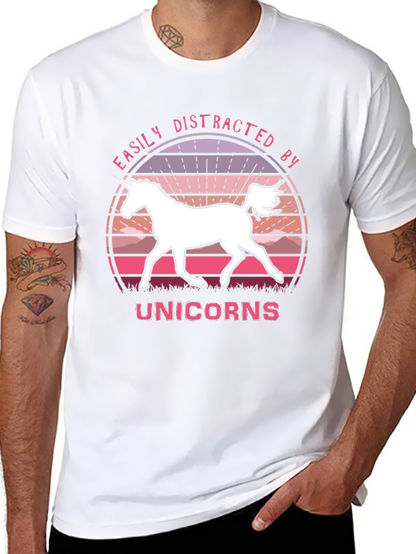 Easily Distracted By Unicorns Black T-Shirt