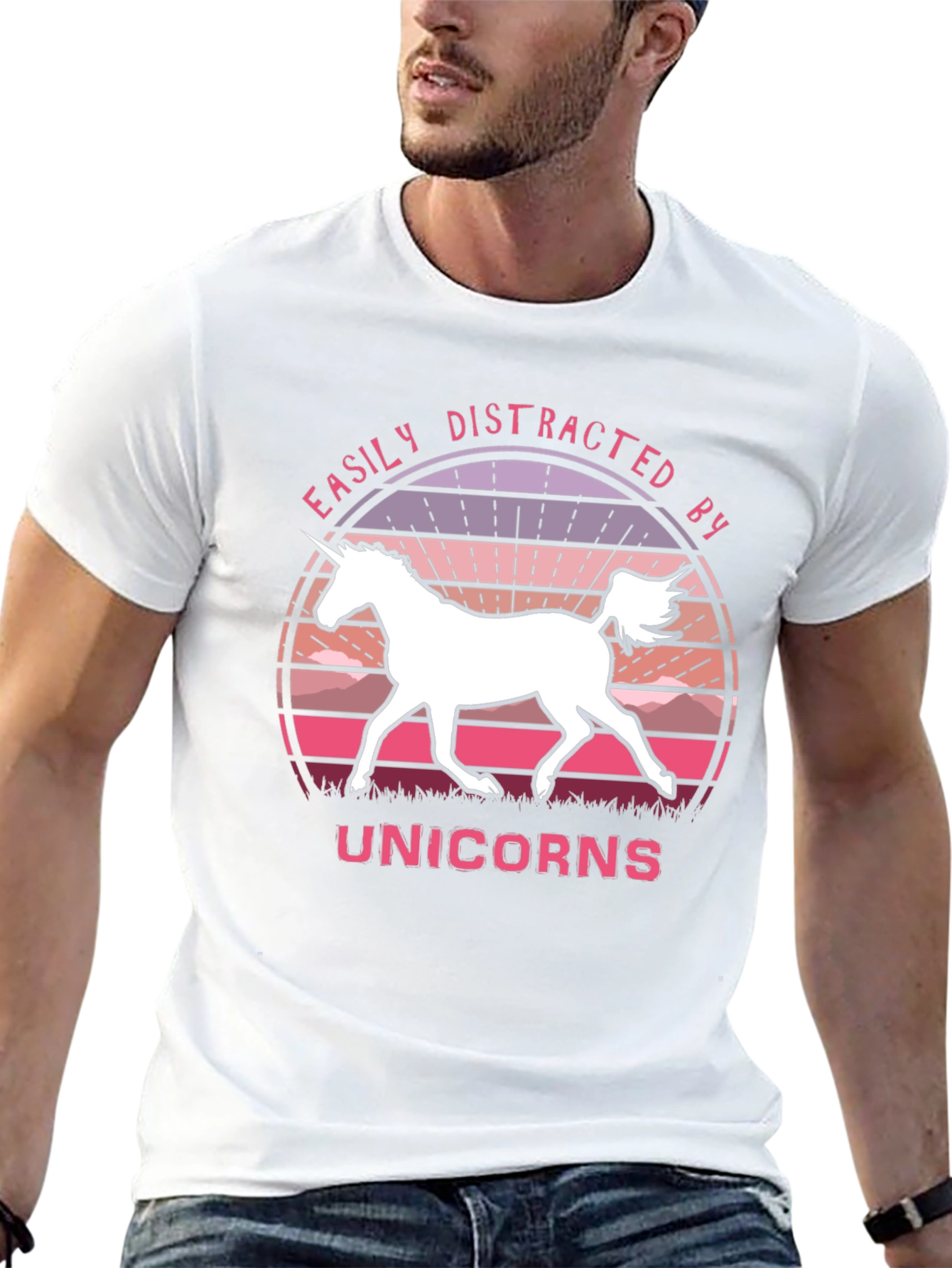 Easily Distracted By Unicorns Black T-Shirt