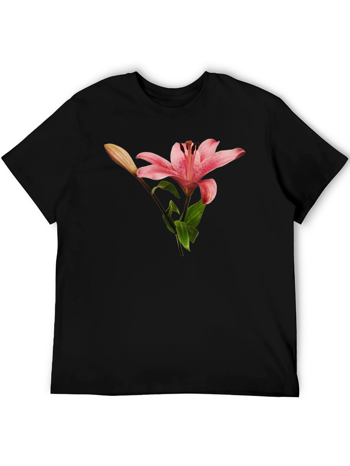 Floral Lily Graphic T-Shirt - Black