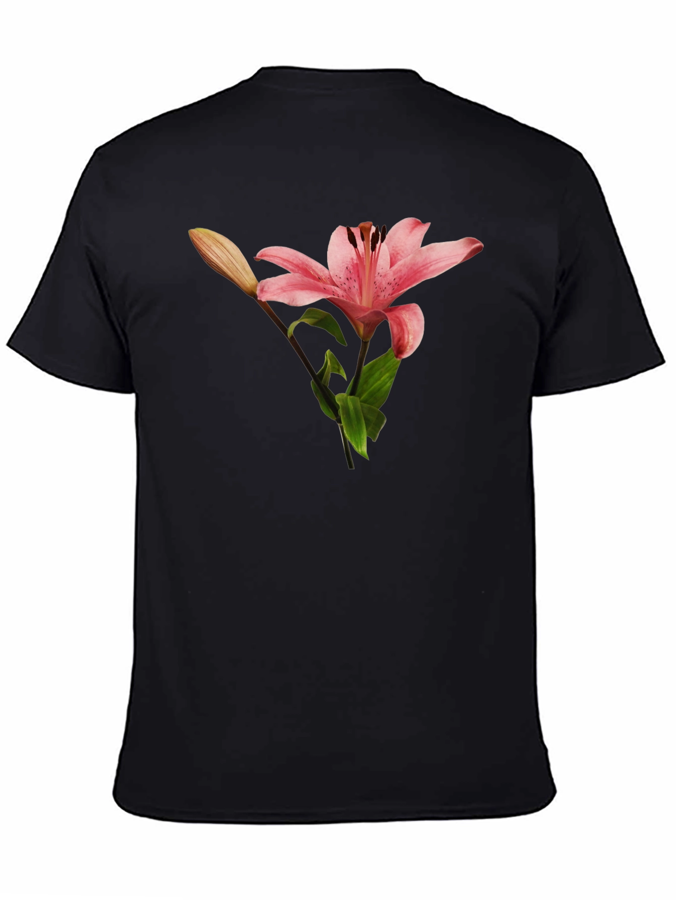 Floral Lily Graphic T-Shirt - Black