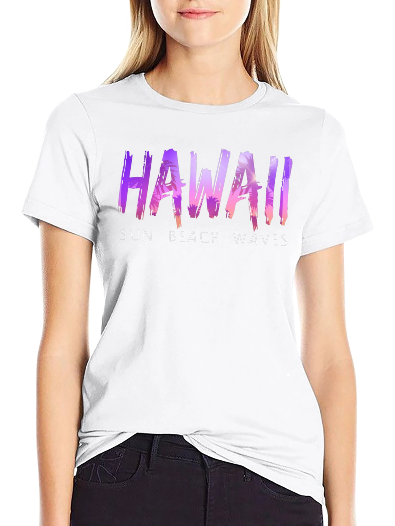 Hawaii Sun Beach Waves Graphic T-Shirt