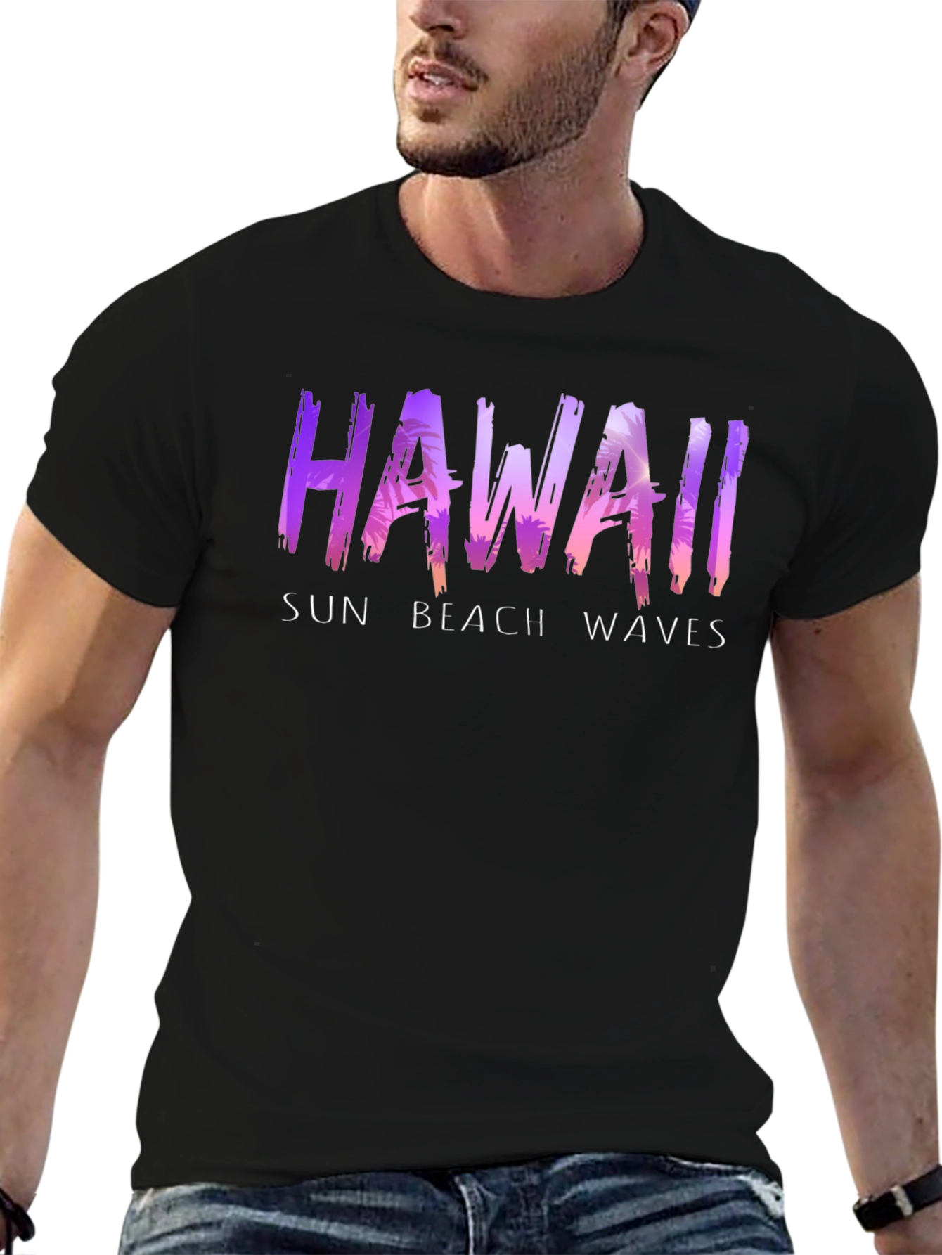 Hawaii Sun Beach Waves Graphic T-Shirt
