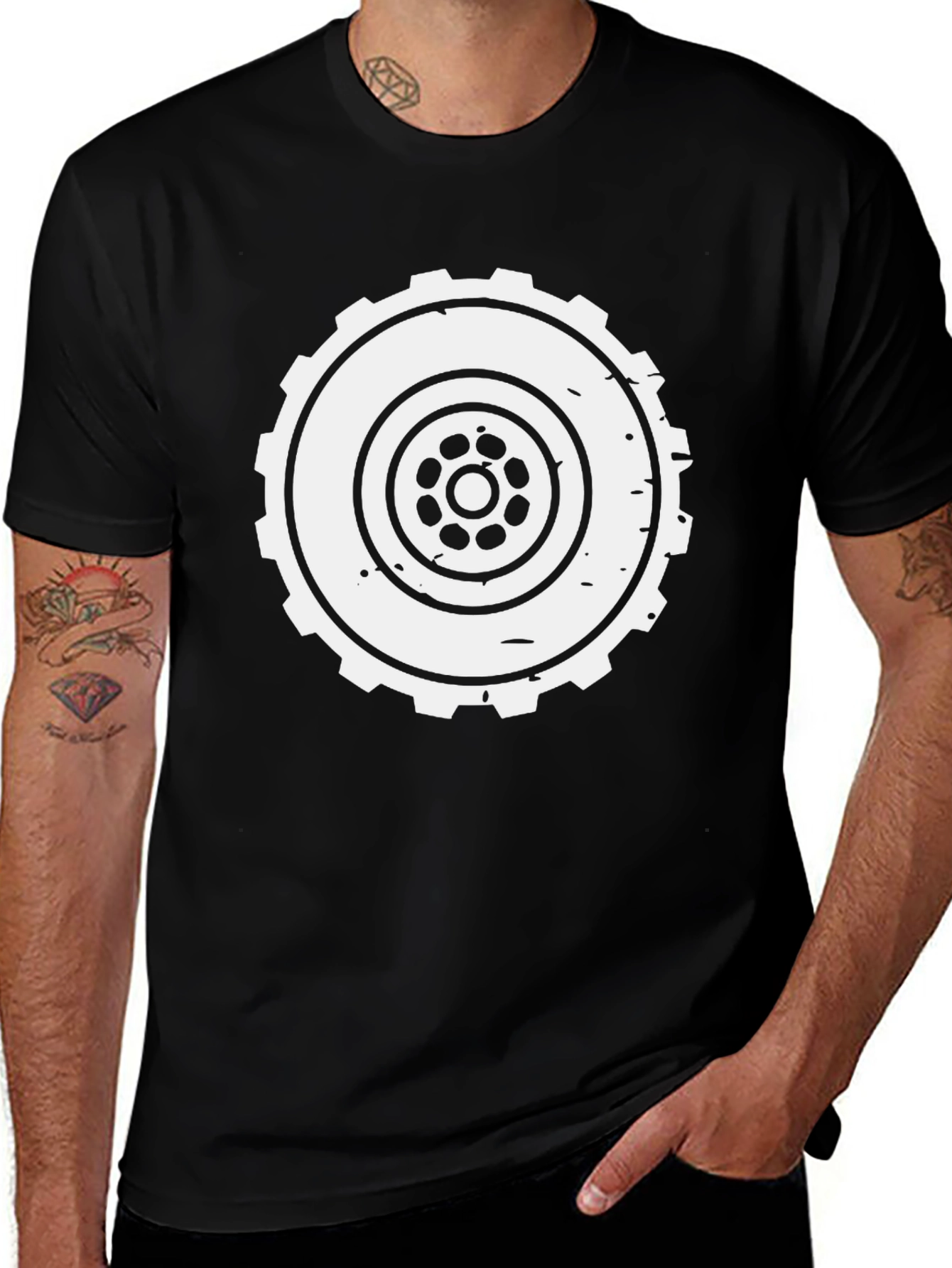Gear Wheel Graphic T-Shirt - Classic Style