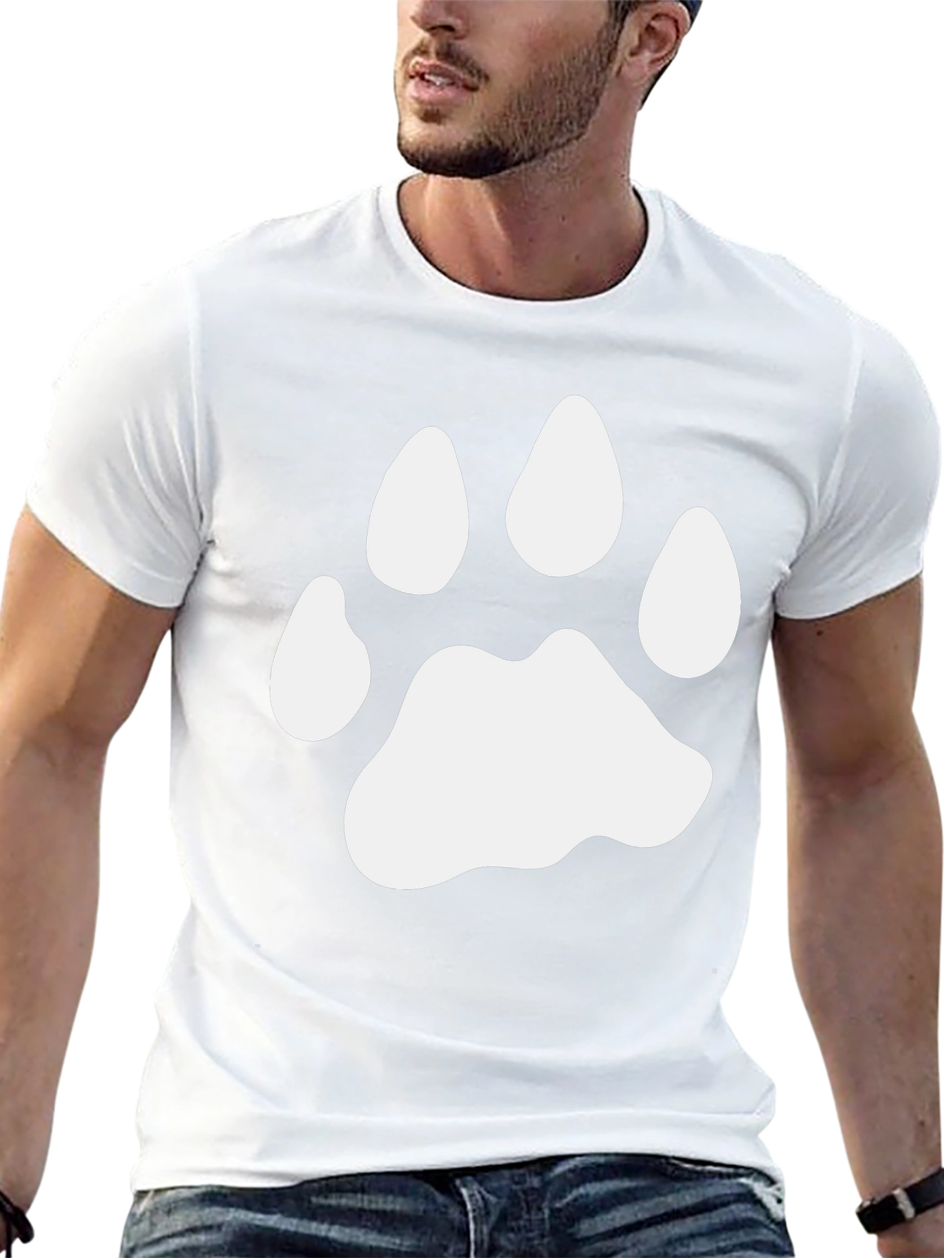 Paw Print Graphic Tee - Casual Black T-Shirt