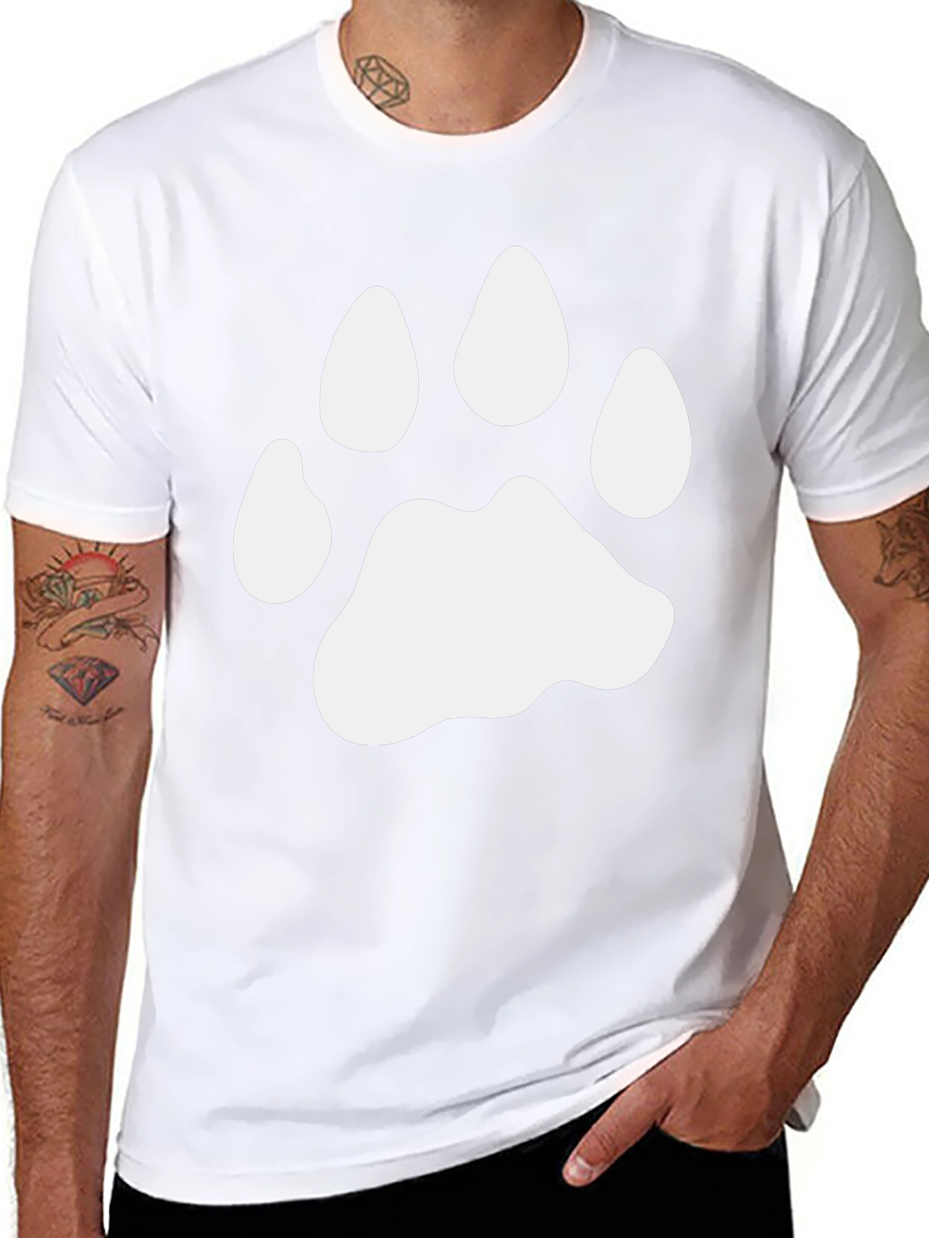 Paw Print Graphic Tee - Casual Black T-Shirt