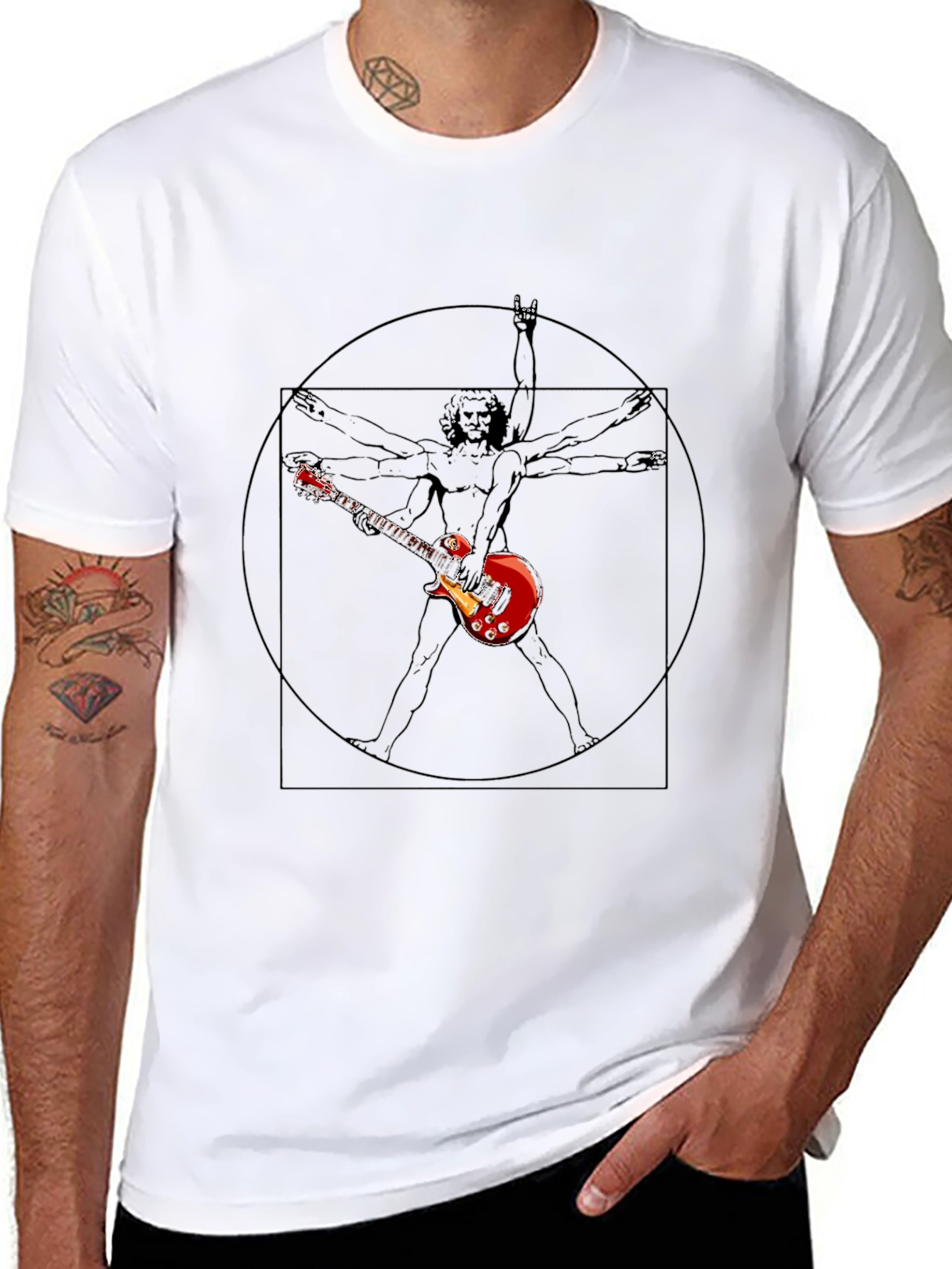 Rock Star Vitruvian Man Graphic T-Shirt